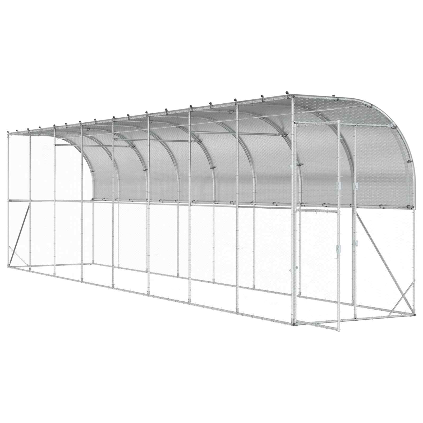 Gabbia per Polli Contro il Muro Argento 600 x 150 x 215 cm