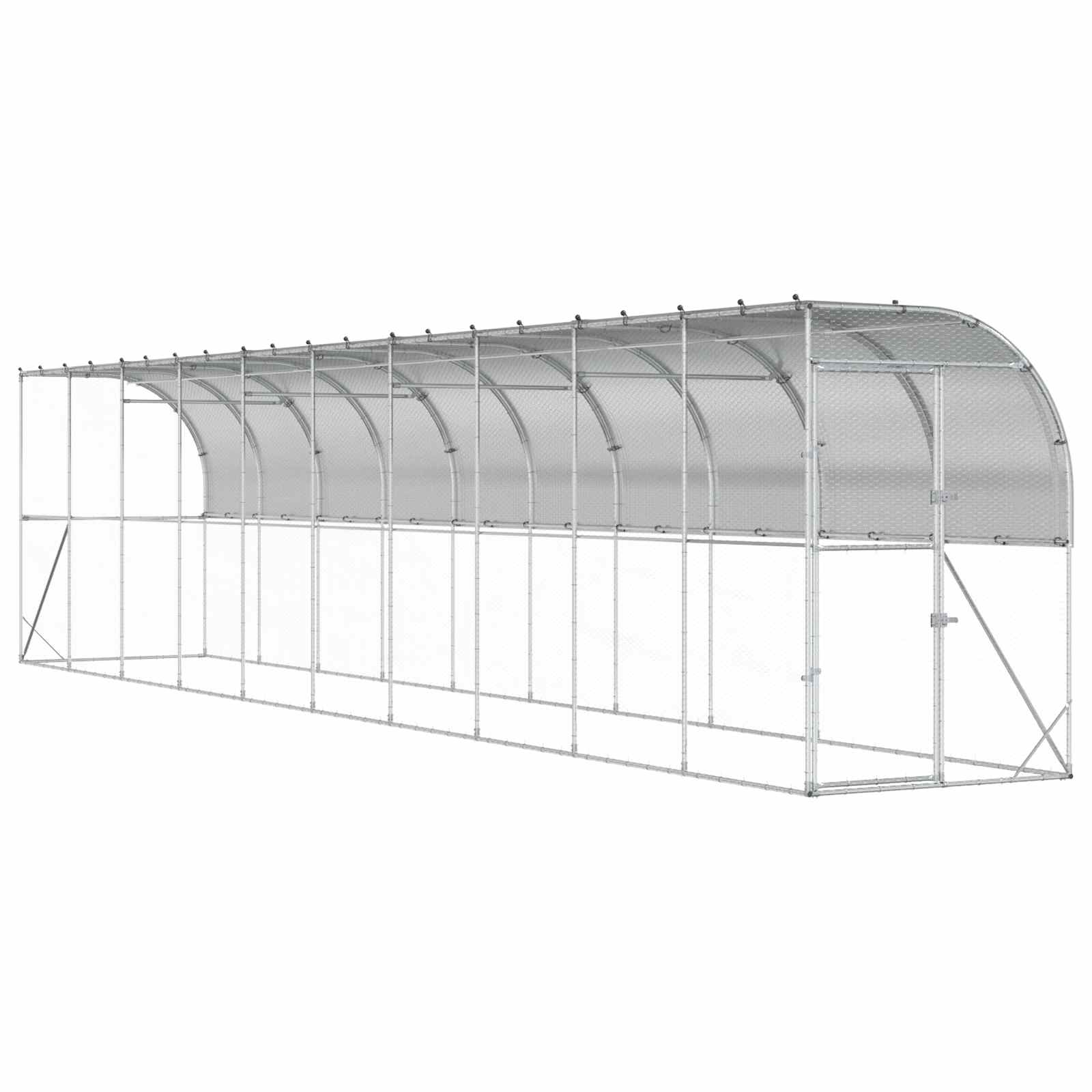 Gabbia per Polli Contro il Muro Argento 600 x 150 x 215 cm