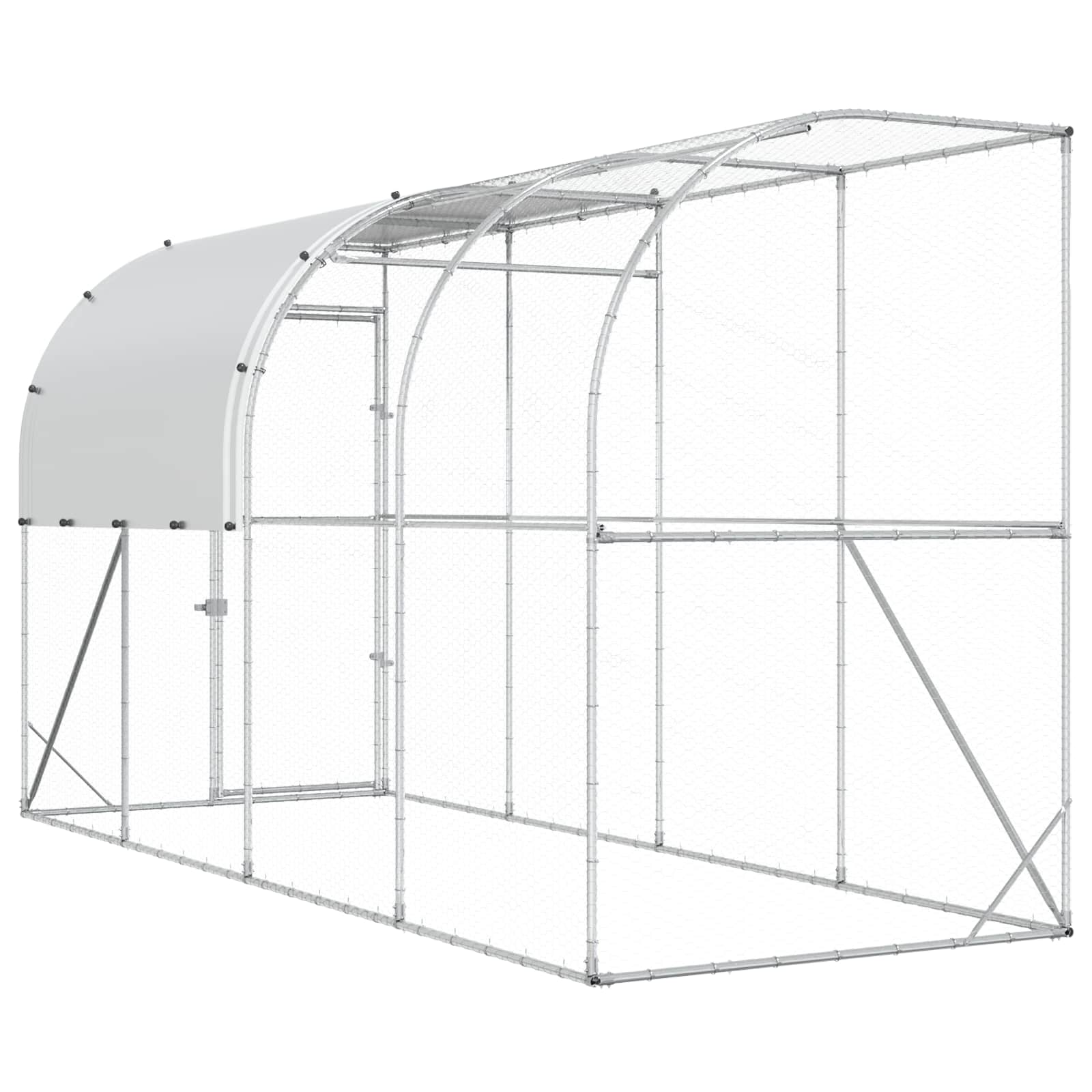 Gabbia per Polli Contro il Muro Argento 400 x 150 x 215 cm