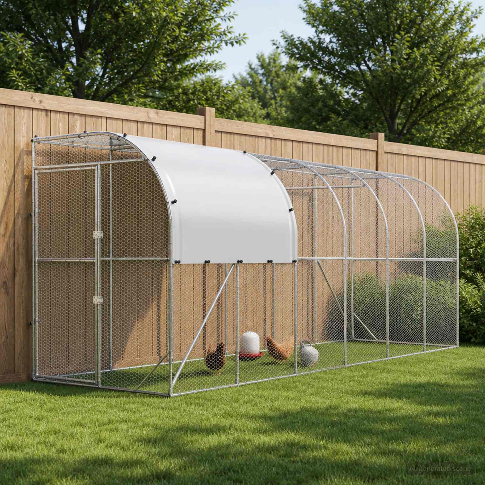 Gabbia per Polli Contro il Muro Argento 600 x 150 x 215 cm