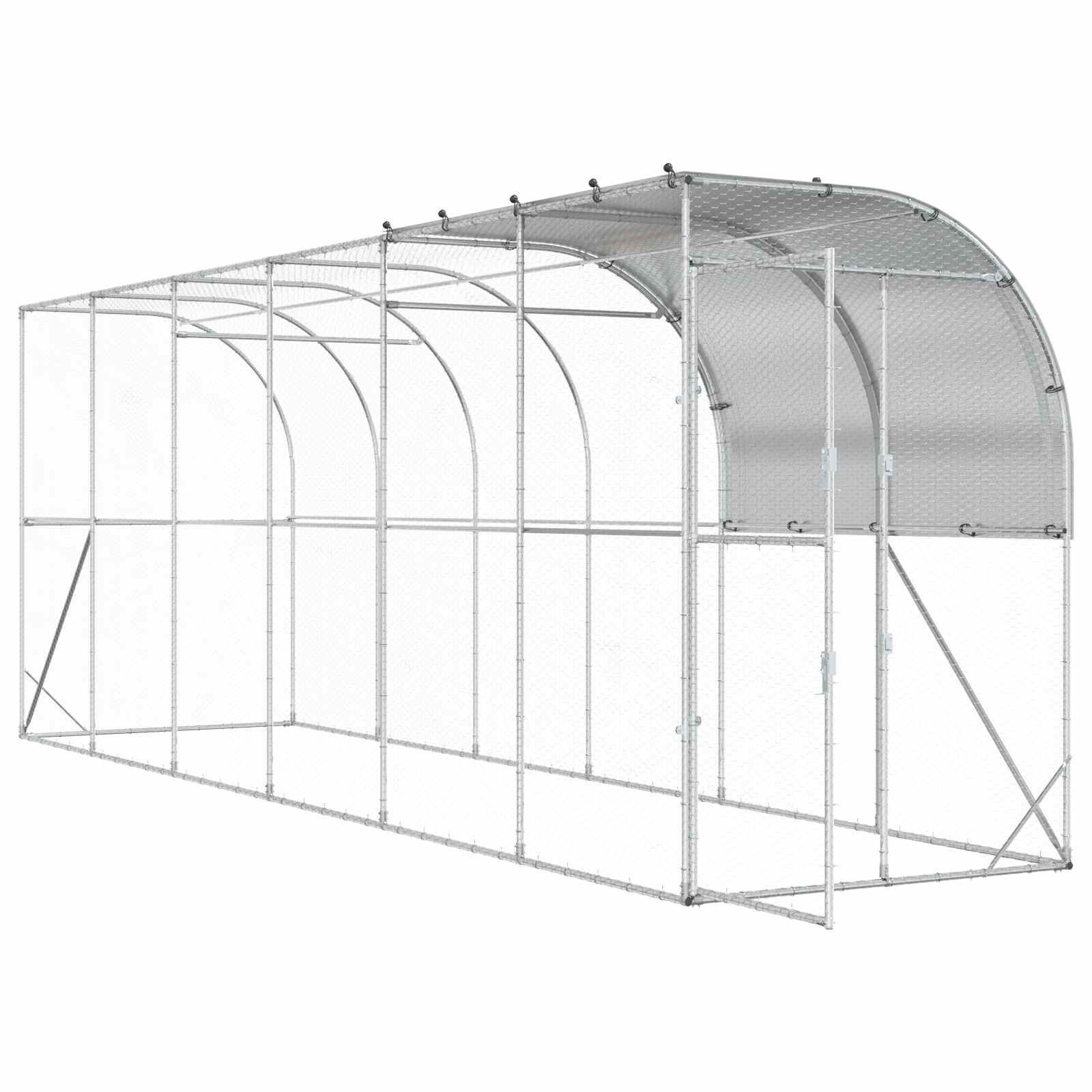 Gabbia per Polli Contro il Muro Argento 600 x 150 x 215 cm