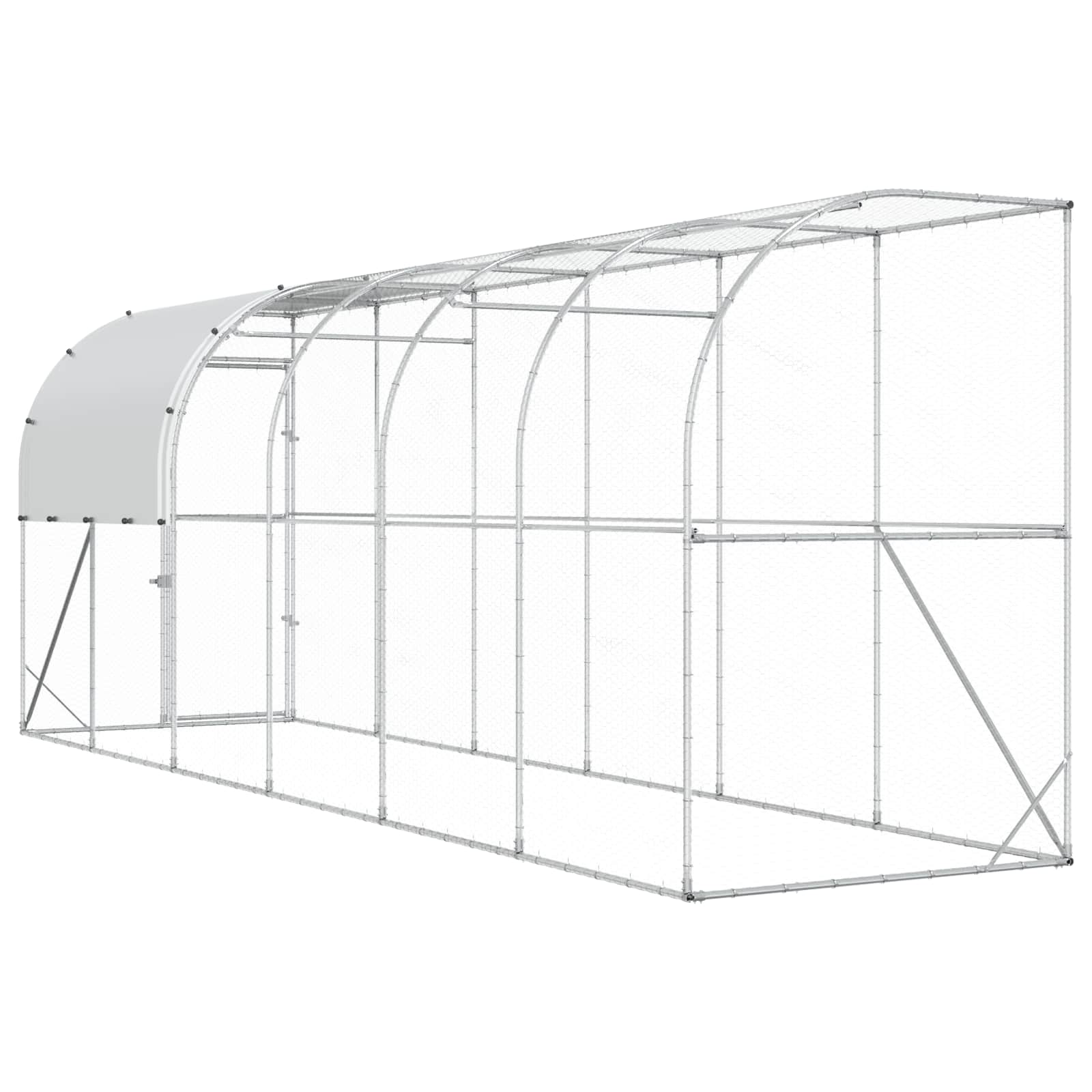 Gabbia per Polli Contro il Muro Argento 600 x 150 x 215 cm