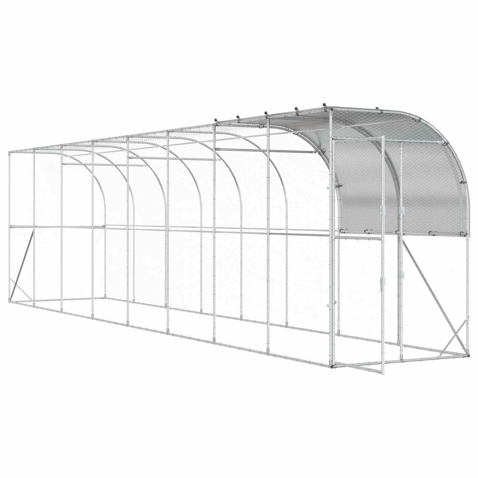 Gabbia per Polli Contro il Muro Argento 800 x 150 x 215 cm