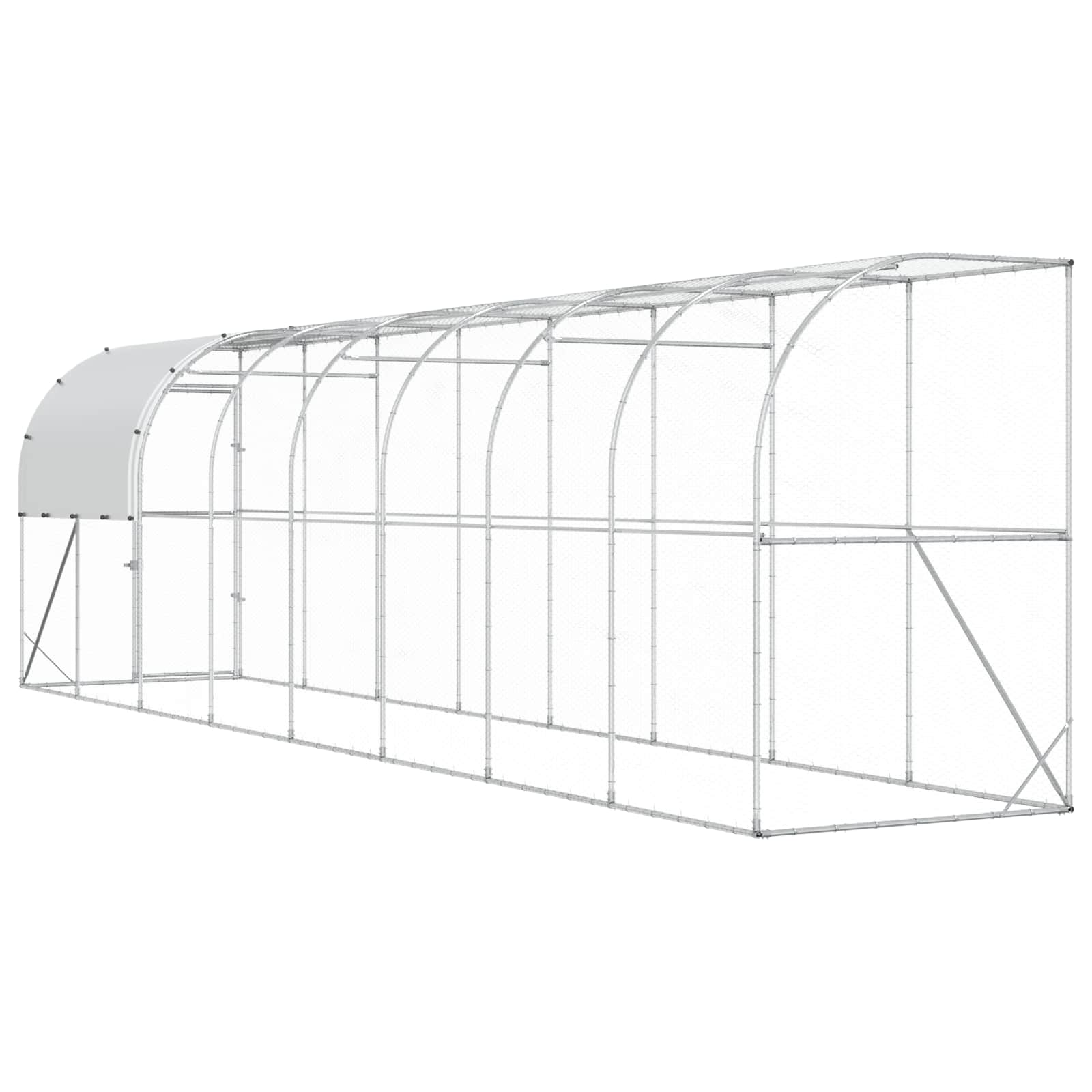 Gabbia per Polli Contro il Muro Argento 800 x 150 x 215 cm