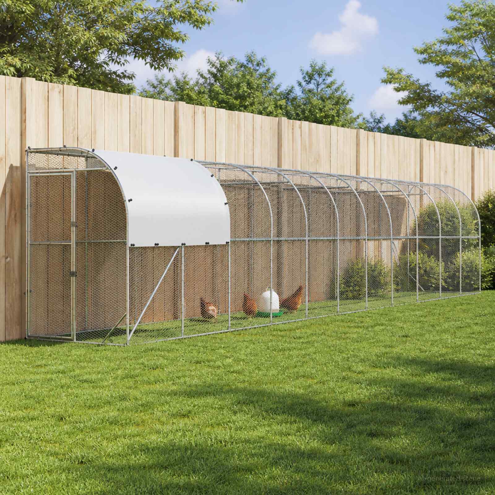 Gabbia per Polli Contro il Muro Argento 1200 x 150 x 215 cm