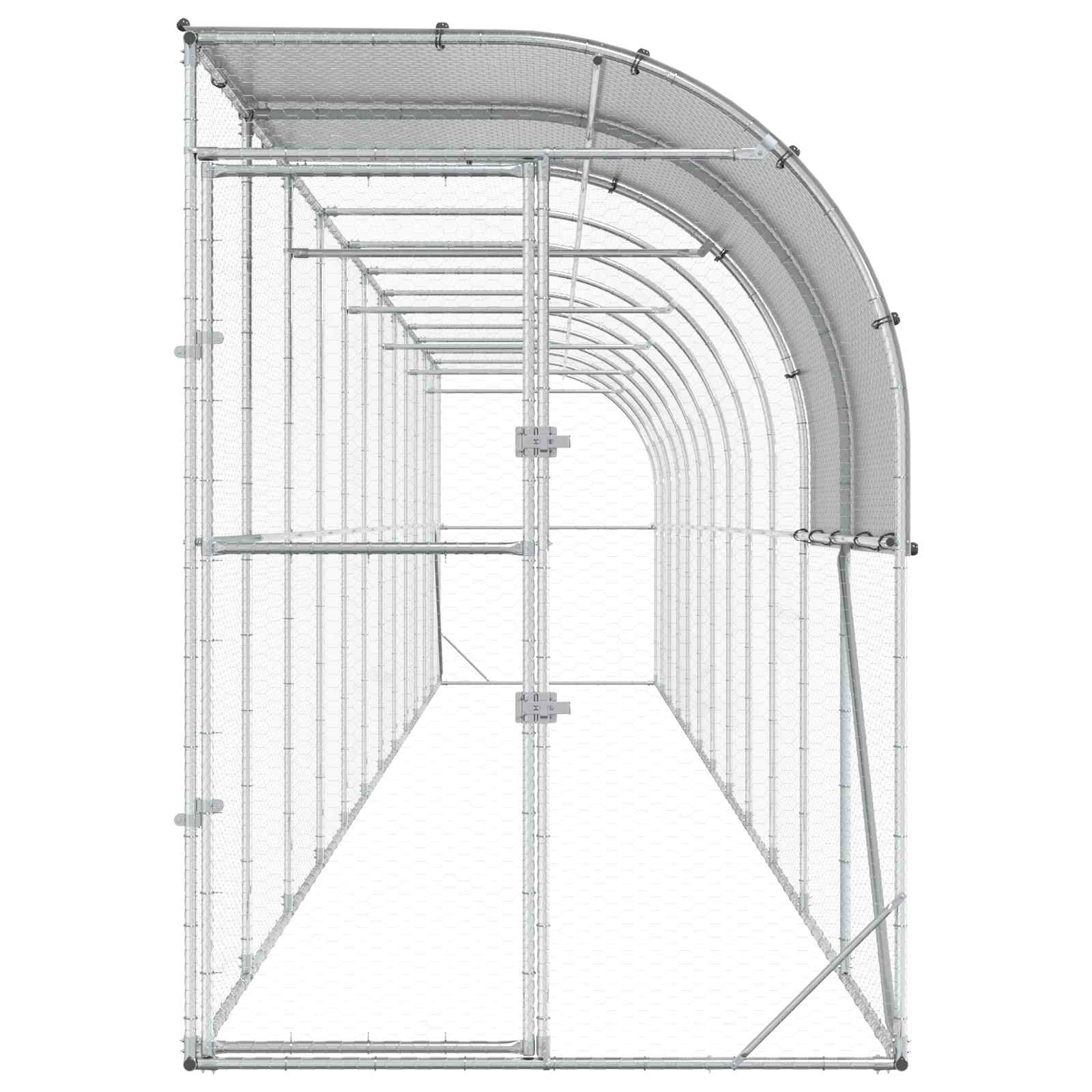Gabbia per Polli Contro il Muro Argento 1200 x 150 x 215 cm