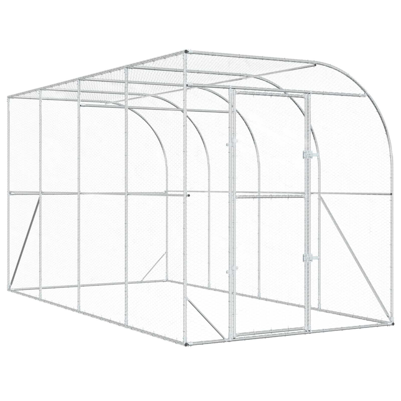 Gabbia per Polli Contro il Muro Argento 600 x 150 x 215 cm