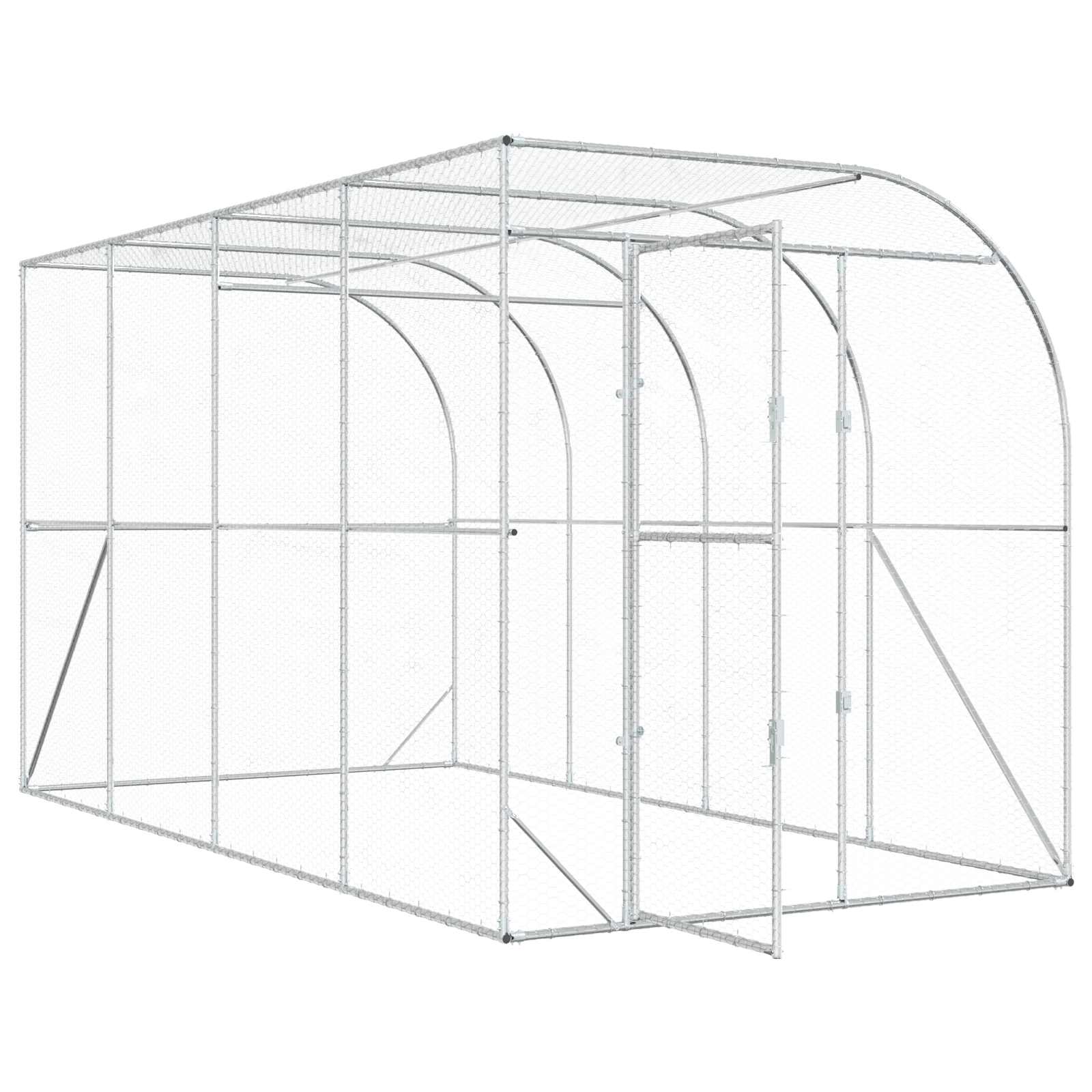 Gabbia per Polli Contro il Muro Argento 600 x 150 x 215 cm