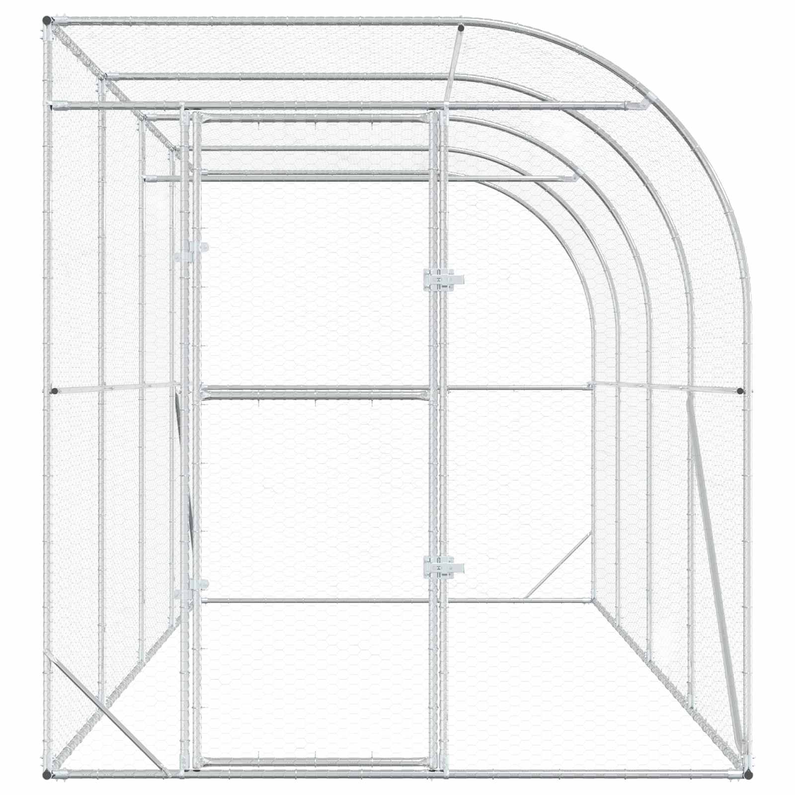 Gabbia per Polli Contro il Muro Argento 600 x 150 x 215 cm