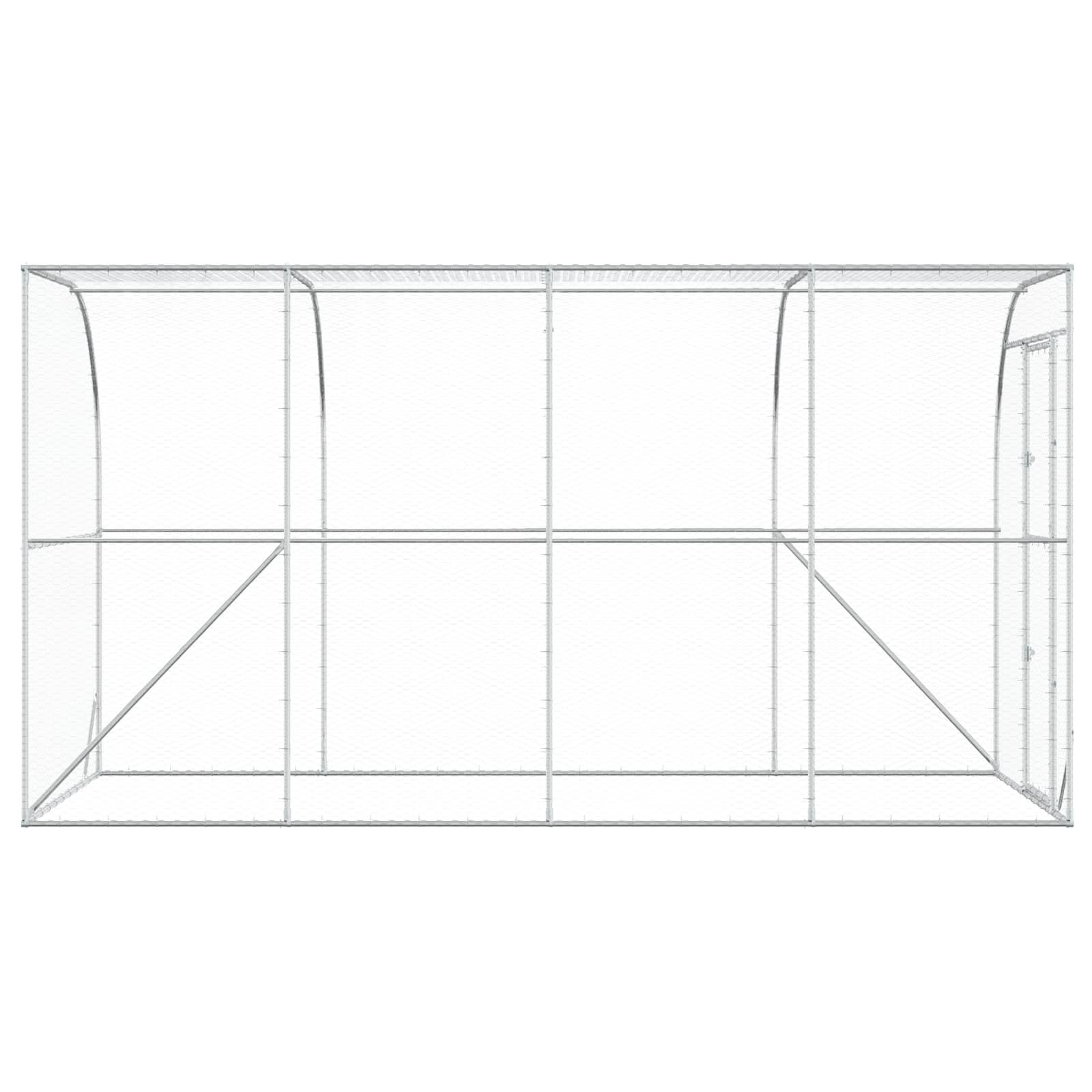 Gabbia per Polli Contro il Muro Argento 600 x 150 x 215 cm