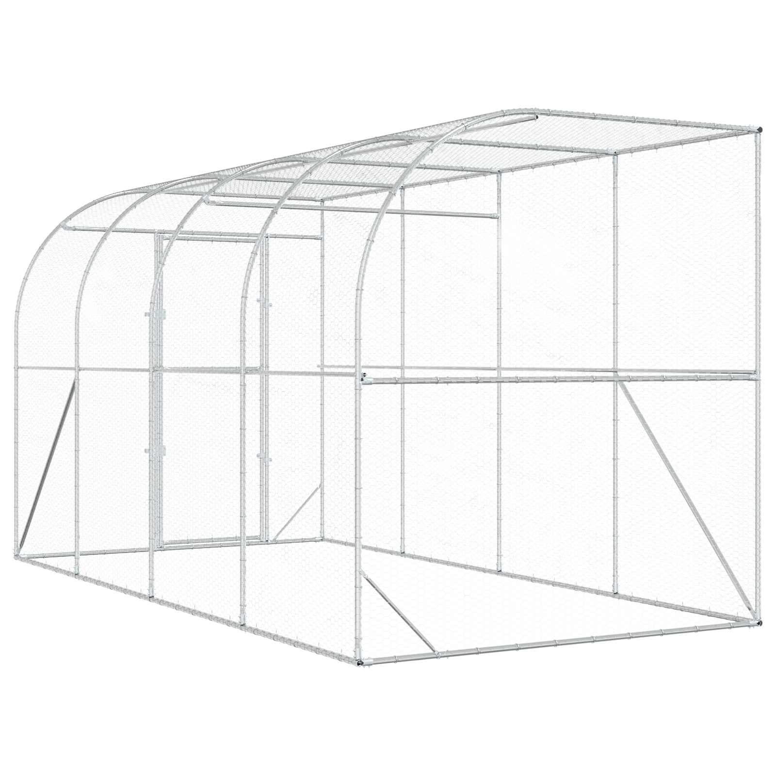 Gabbia per Polli Contro il Muro Argento 600 x 150 x 215 cm
