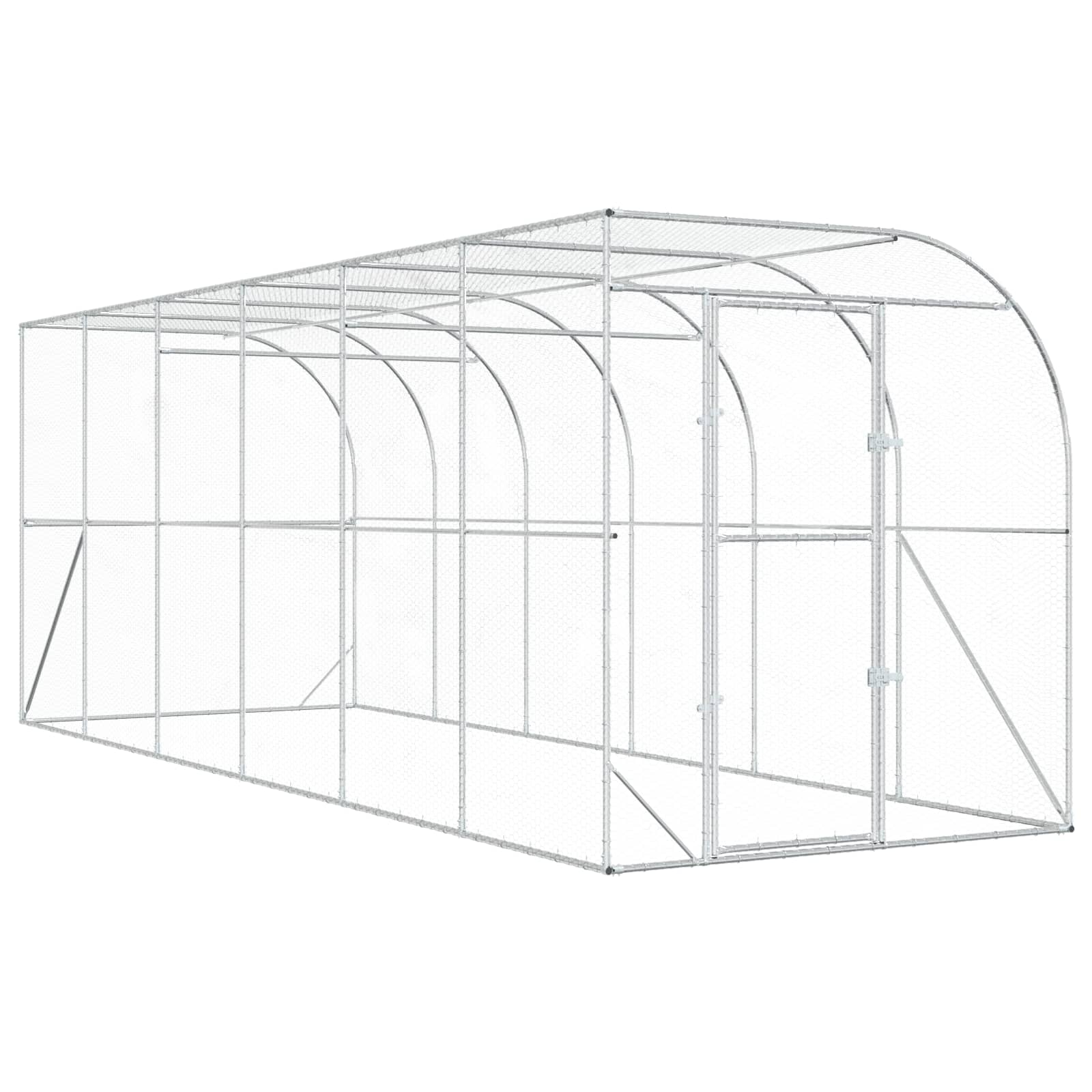 Gabbia per Polli Contro il Muro Argento 600 x 150 x 215 cm