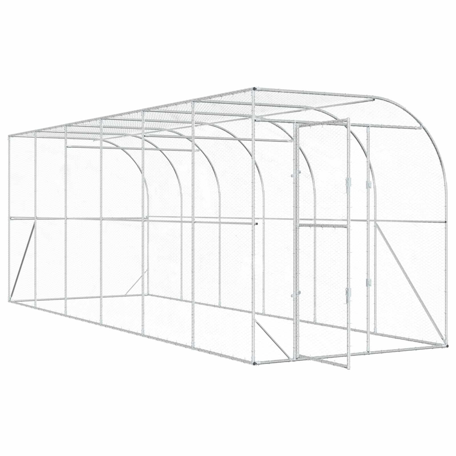 Gabbia per Polli Contro il Muro Argento 600 x 150 x 215 cm