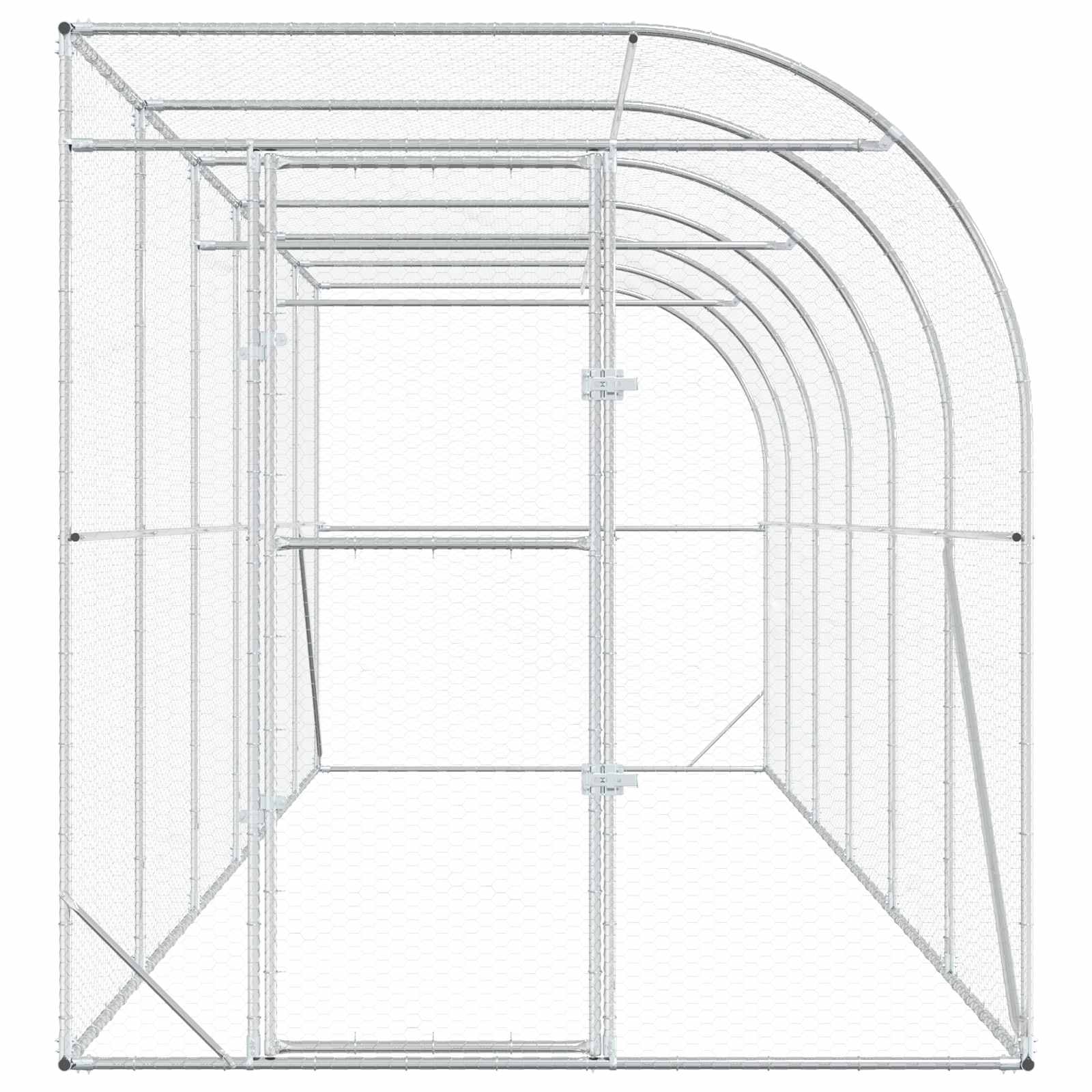 Gabbia per Polli Contro il Muro Argento 600 x 150 x 215 cm