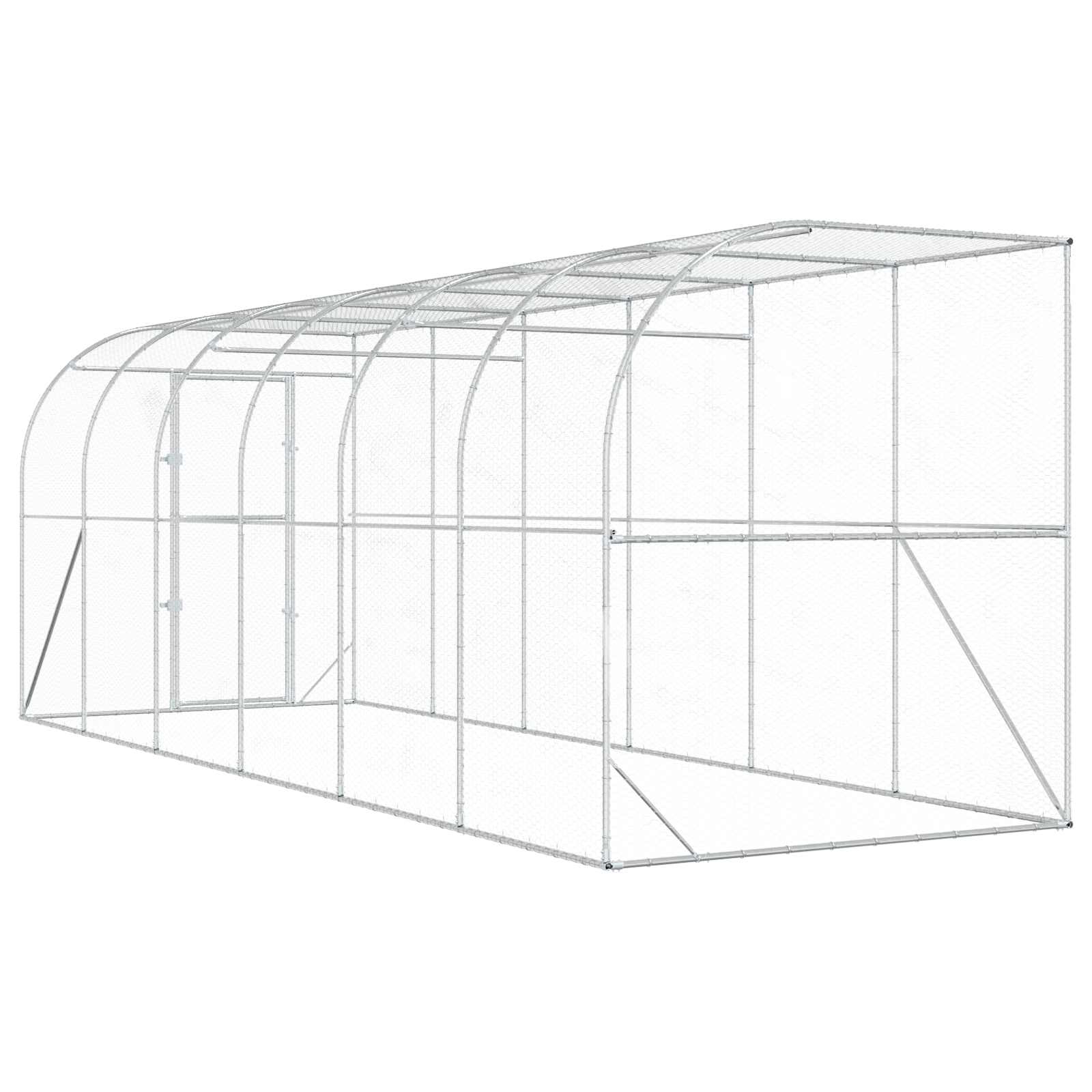 Gabbia per Polli Contro il Muro Argento 600 x 150 x 215 cm