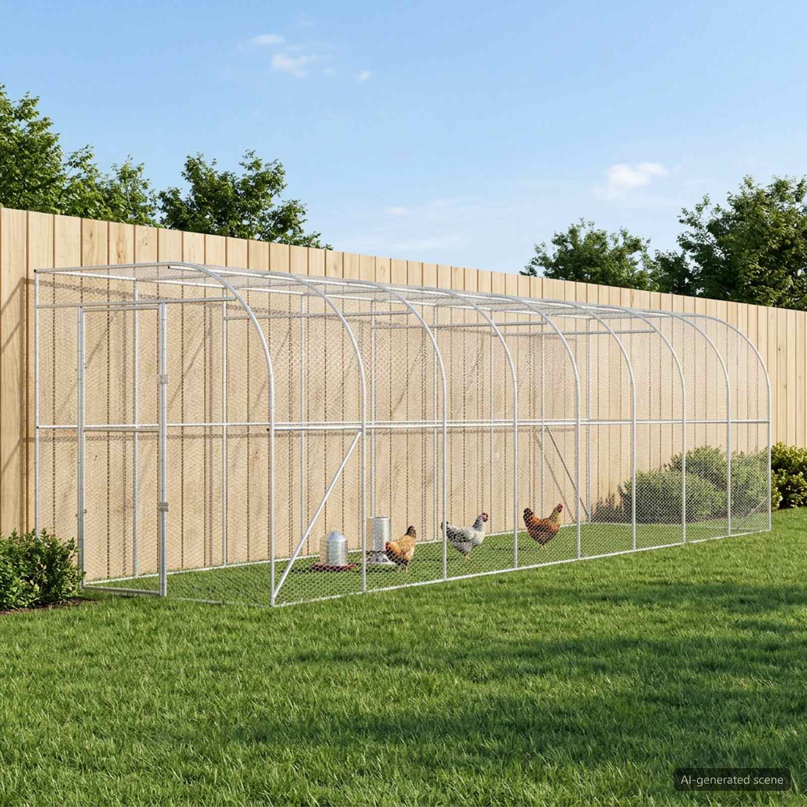 Gabbia per Polli Contro il Muro Argento 600 x 150 x 215 cm