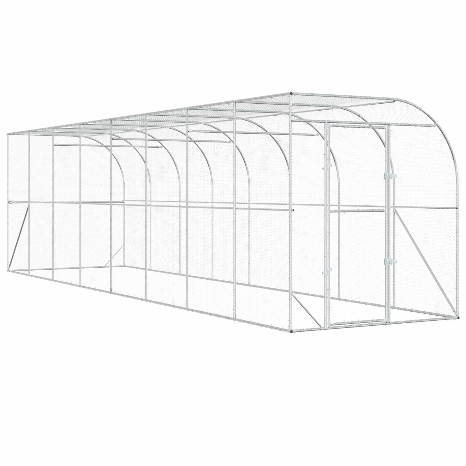 Gabbia per Polli Contro il Muro Argento 600 x 150 x 215 cm