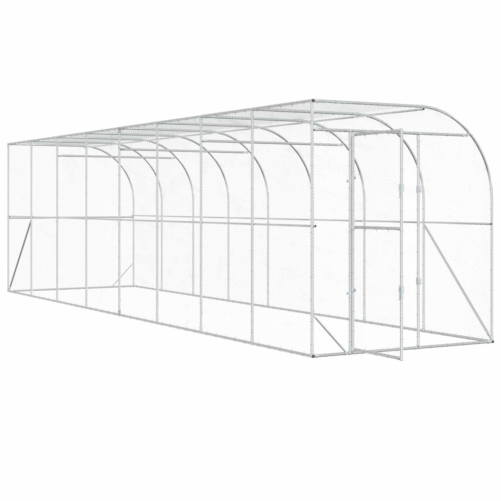 Gabbia per Polli Contro il Muro Argento 600 x 150 x 215 cm
