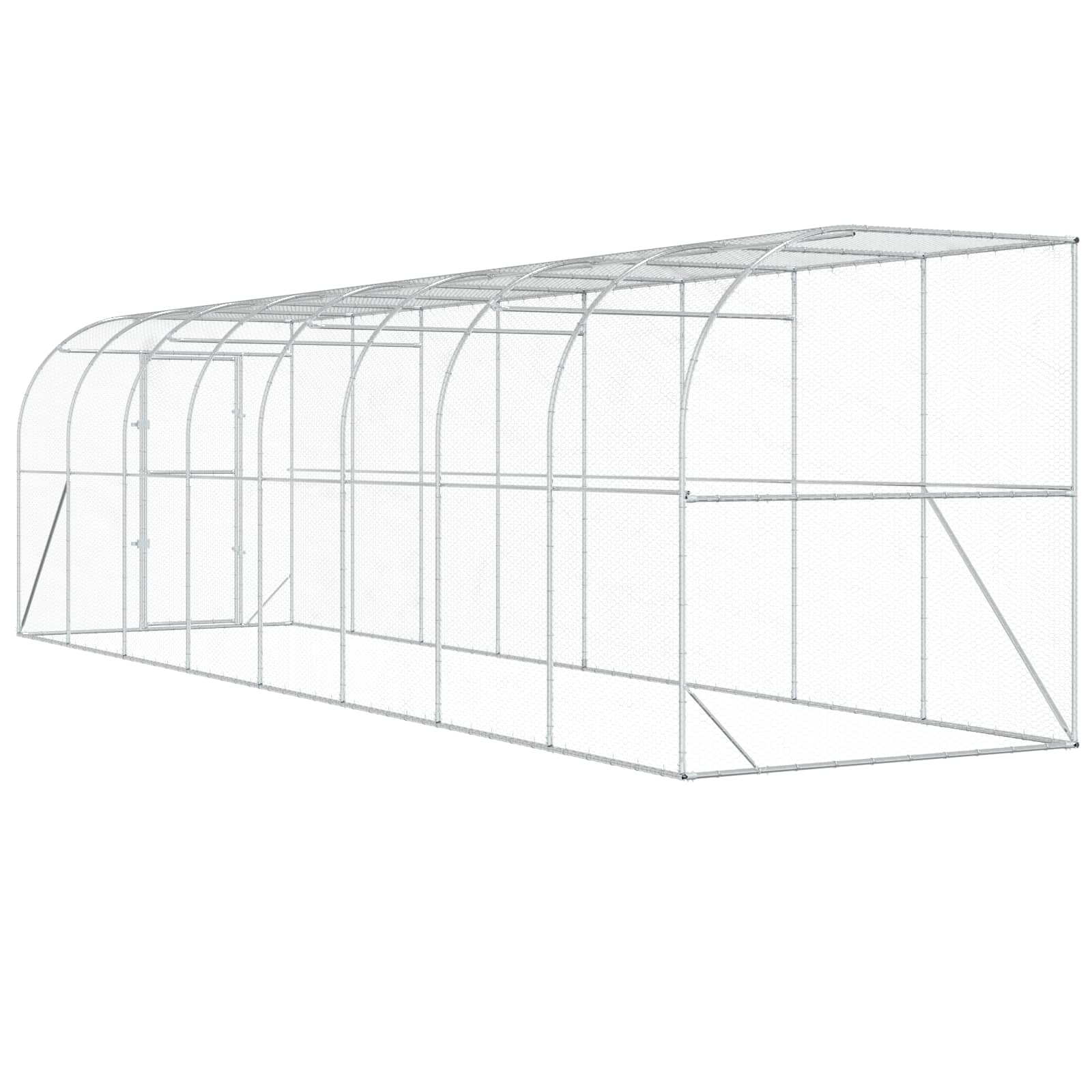 Gabbia per Polli Contro il Muro Argento 600 x 150 x 215 cm
