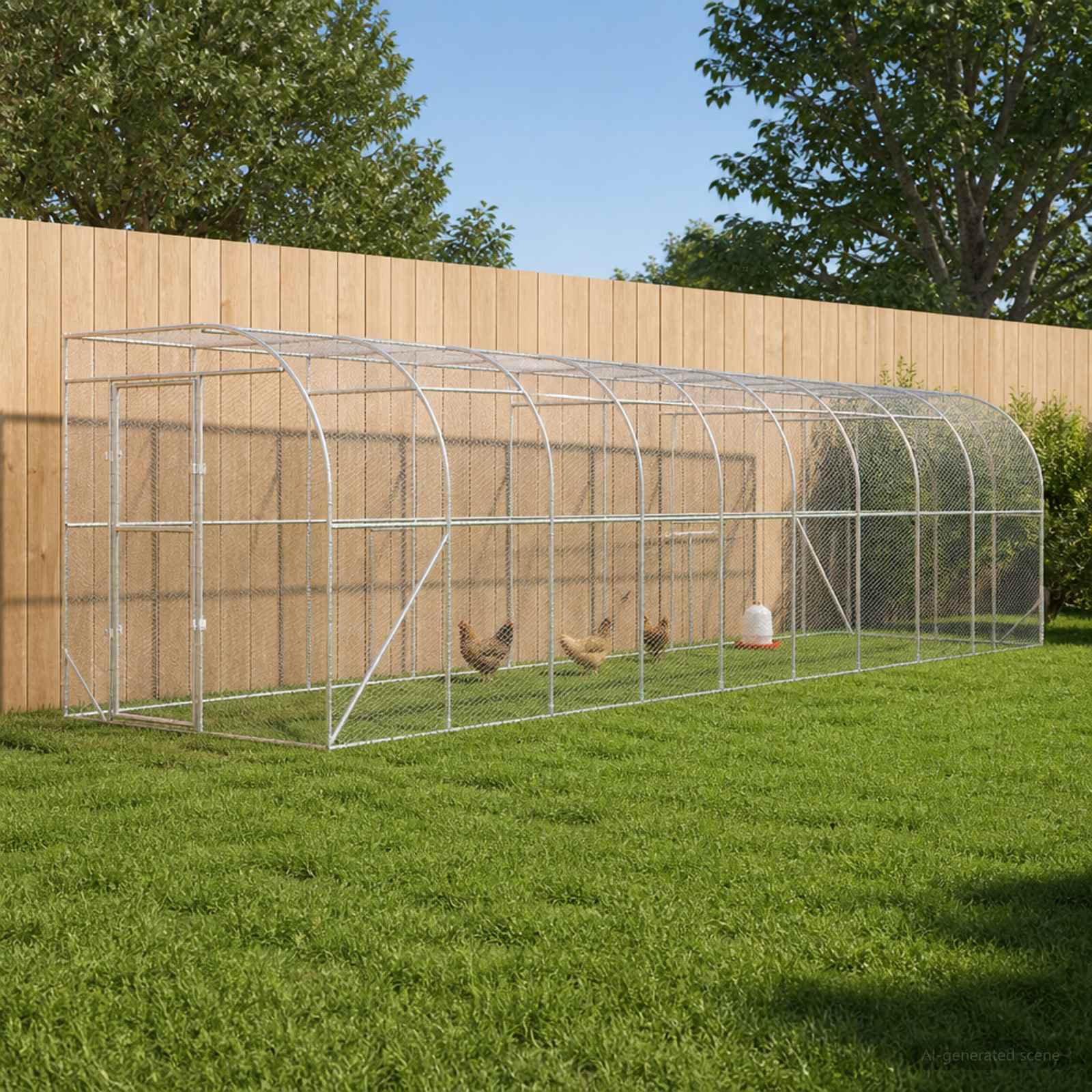 Gabbia per Polli Contro il Muro Argento 600 x 150 x 215 cm
