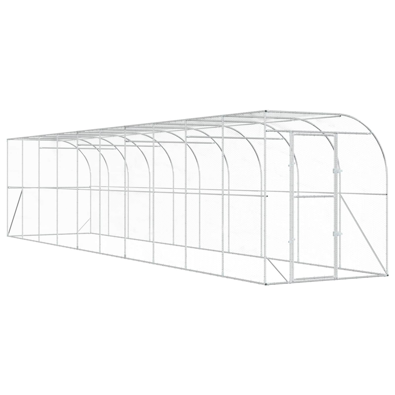 Gabbia per Polli Contro il Muro Argento 600 x 150 x 215 cm