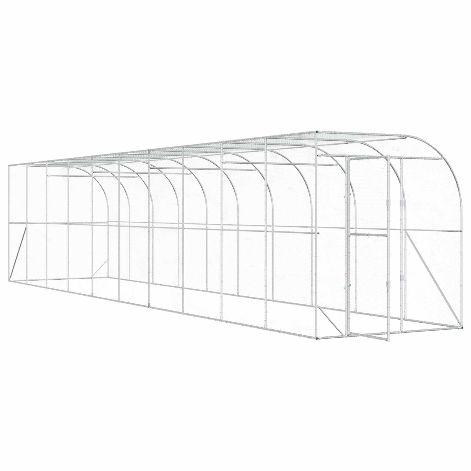 Gabbia per Polli Contro il Muro Argento 600 x 150 x 215 cm