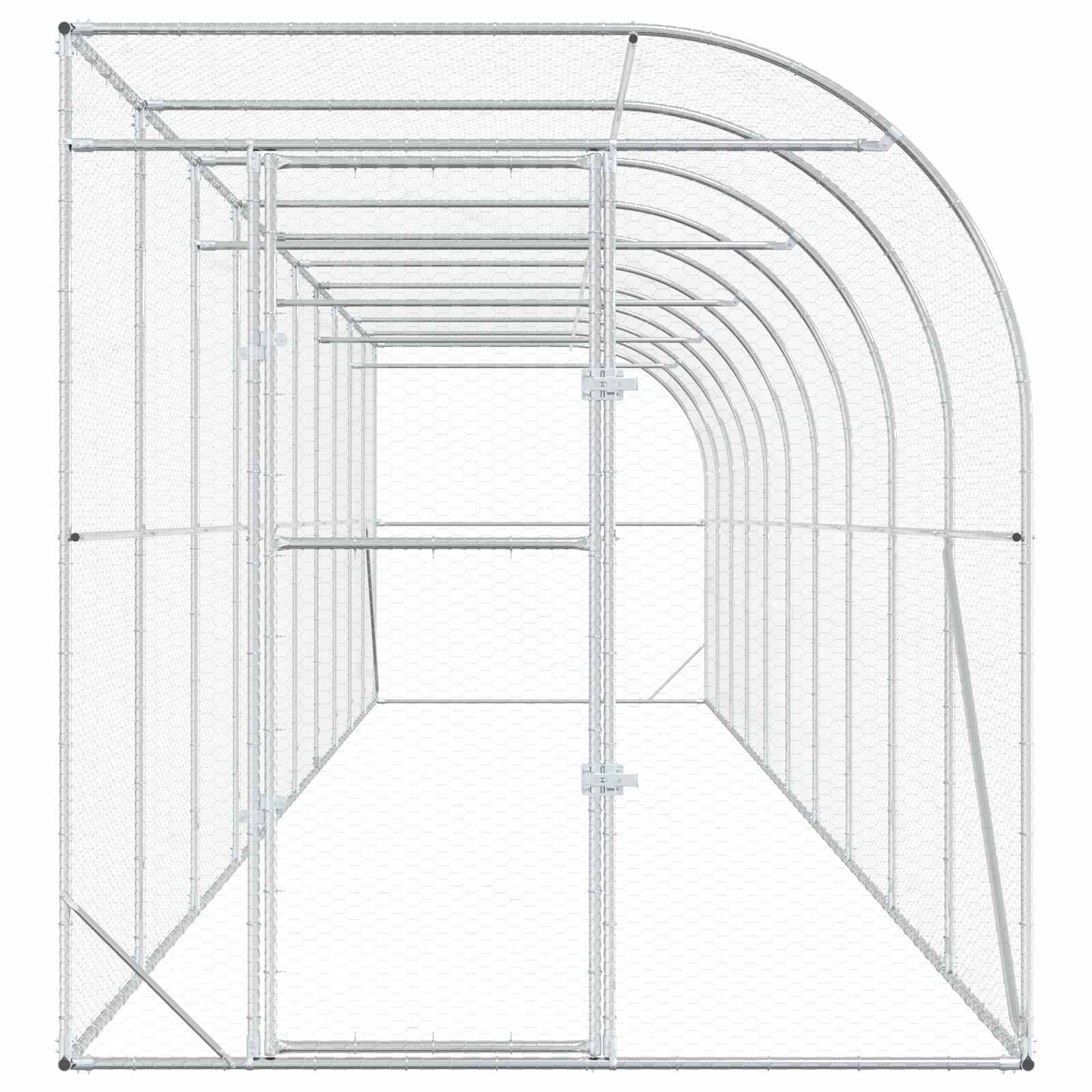 Gabbia per Polli Contro il Muro Argento 600 x 150 x 215 cm