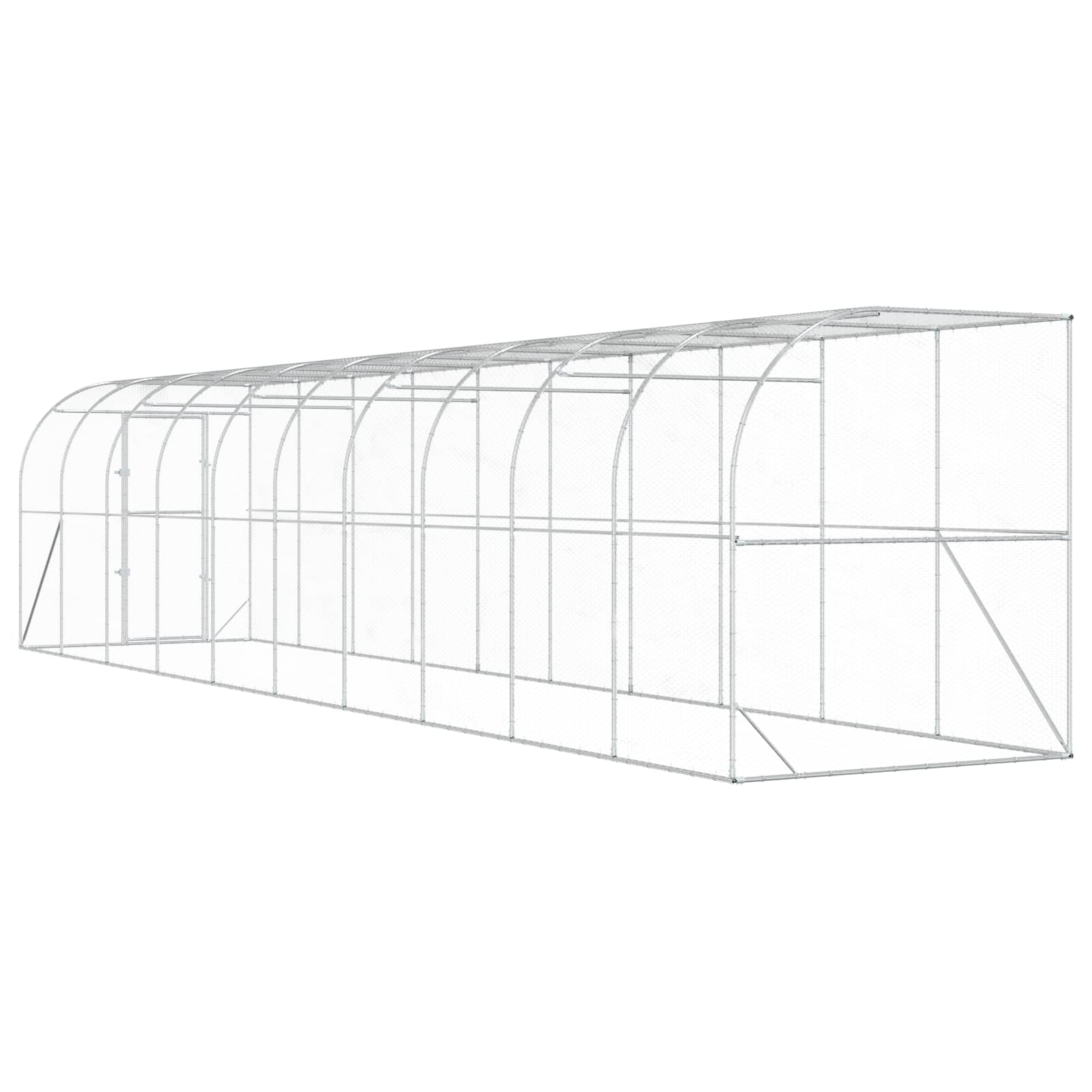 Gabbia per Polli Contro il Muro Argento 600 x 150 x 215 cm