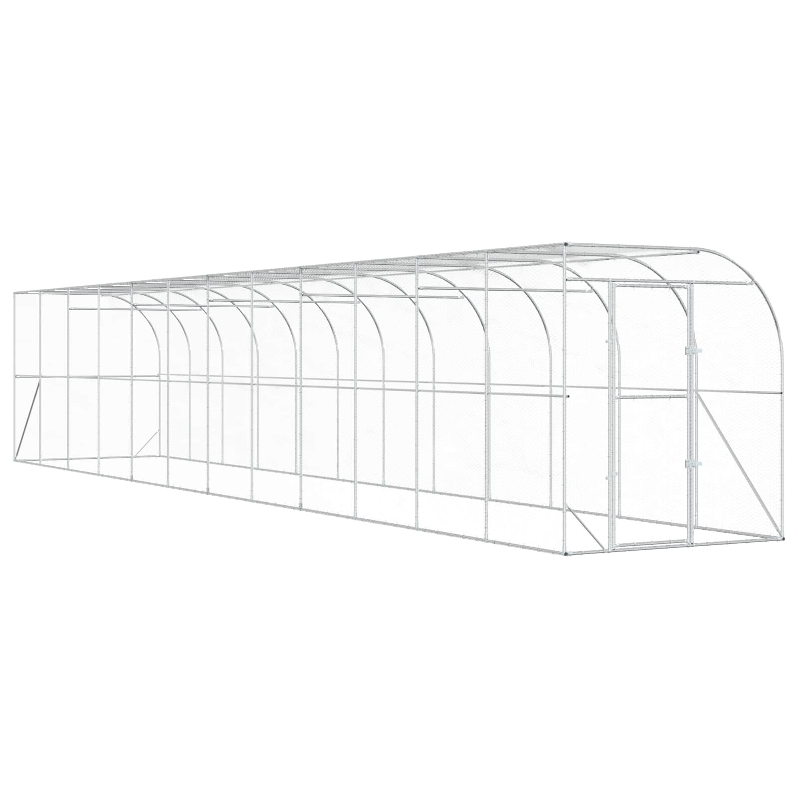 Gabbia per Polli Contro il Muro Argento 600 x 150 x 215 cm