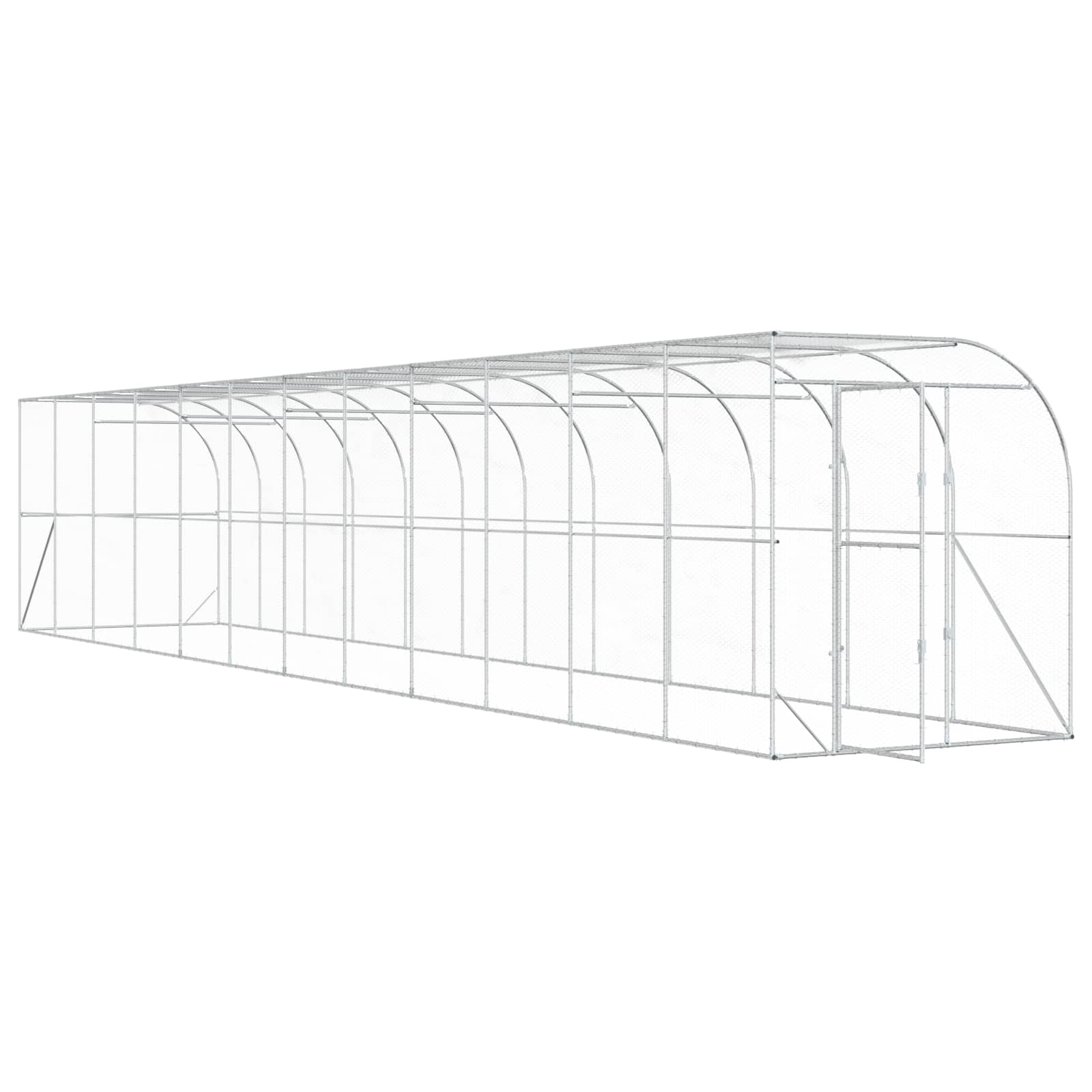Gabbia per Polli Contro il Muro Argento 600 x 150 x 215 cm