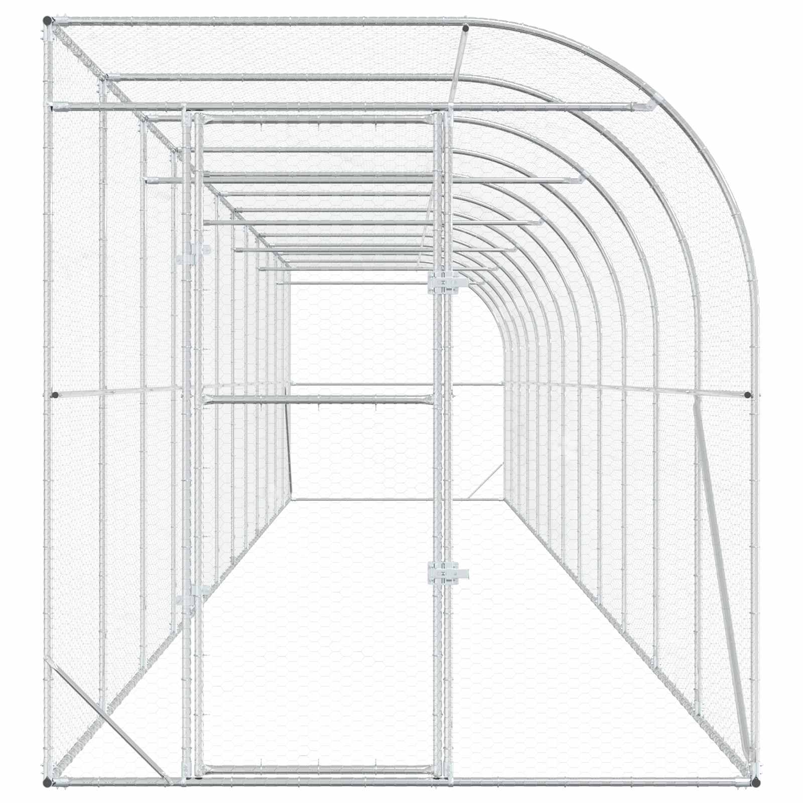Gabbia per Polli Contro il Muro Argento 600 x 150 x 215 cm
