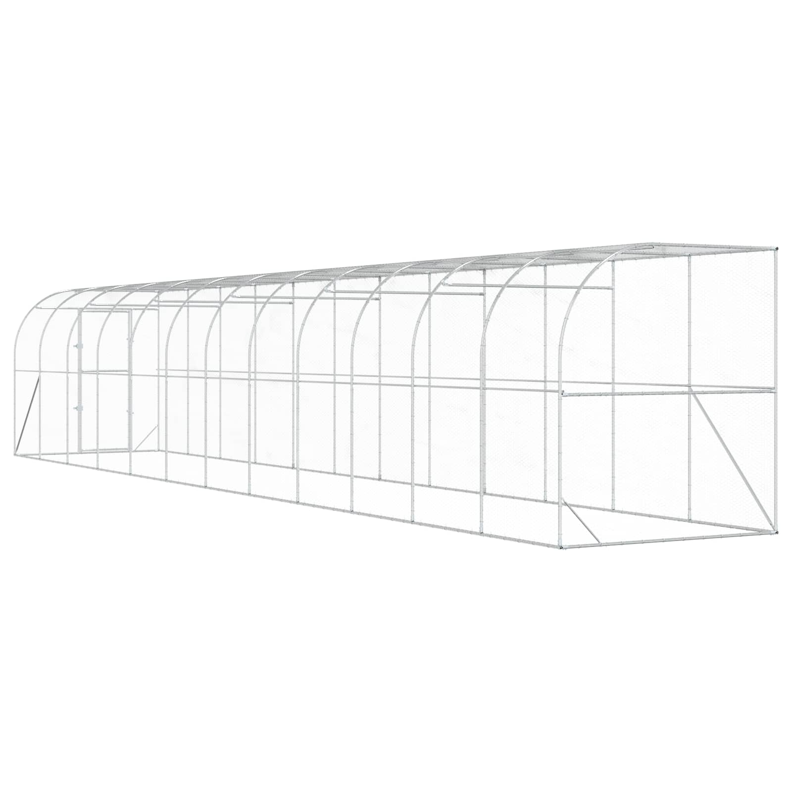 Gabbia per Polli Contro il Muro Argento 600 x 150 x 215 cm
