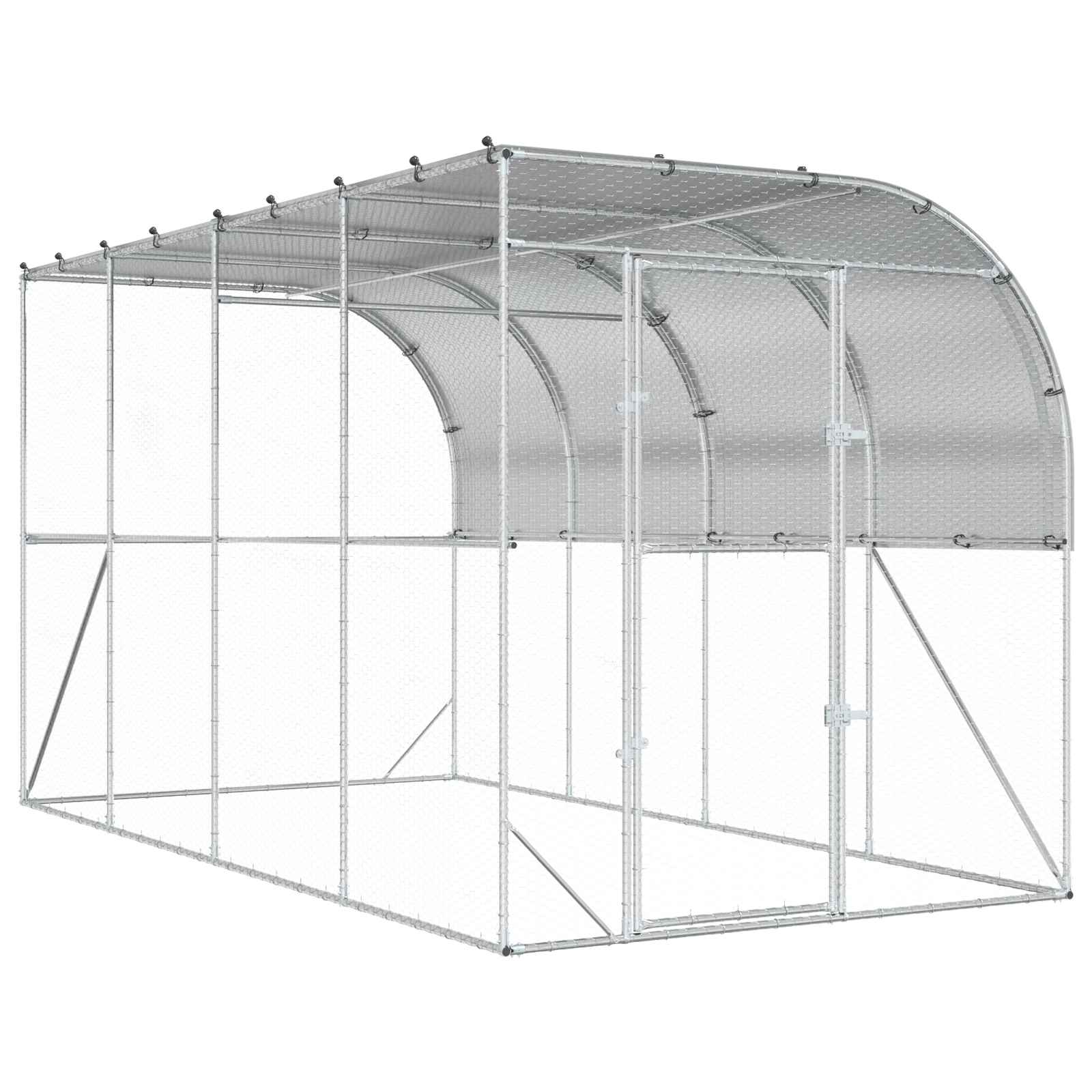 Gabbia per Polli Contro il Muro Argento 600 x 150 x 215 cm