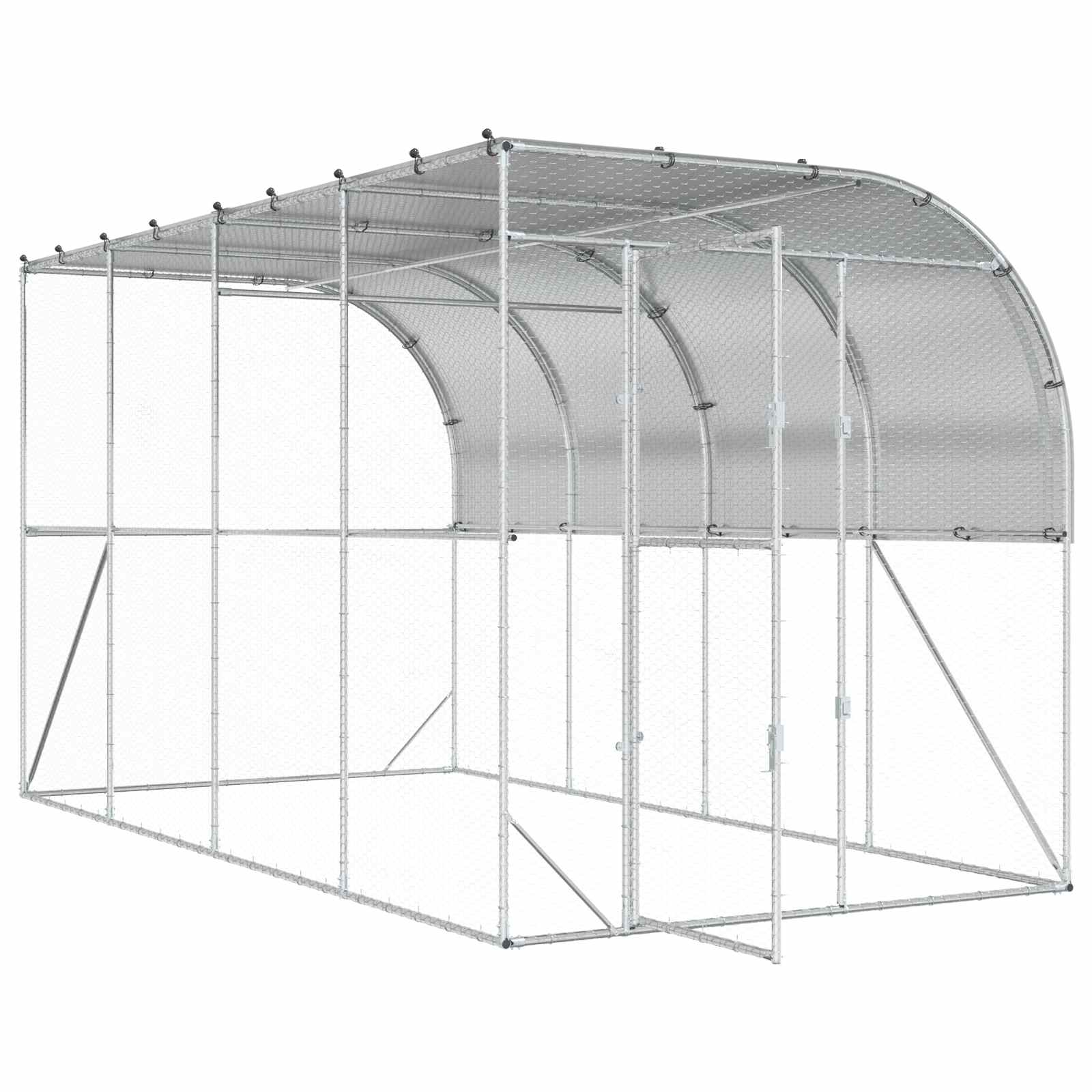 Gabbia per Polli Contro il Muro Argento 600 x 150 x 215 cm