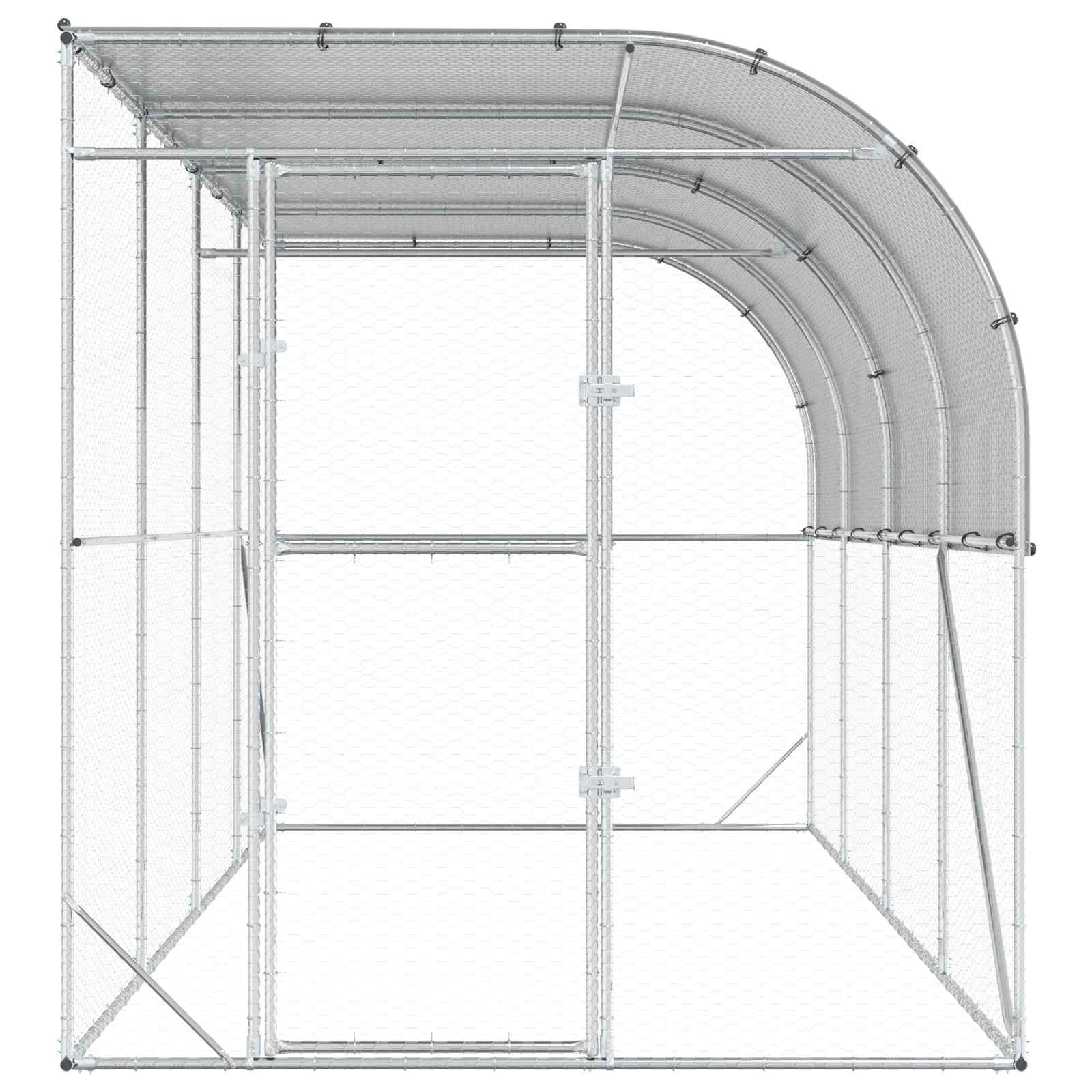 Gabbia per Polli Contro il Muro Argento 600 x 150 x 215 cm