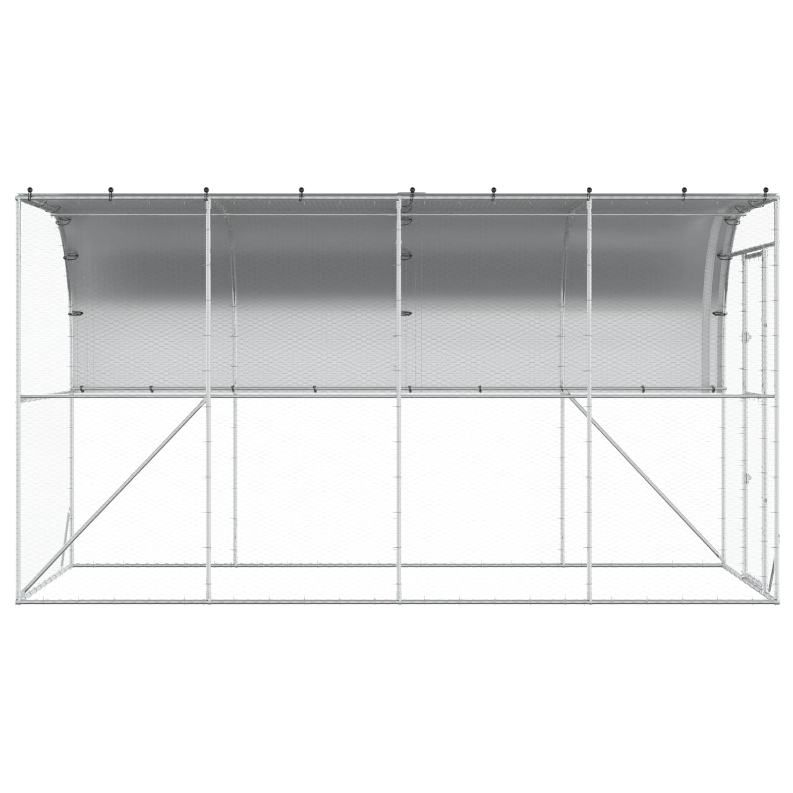 Gabbia per Polli Contro il Muro Argento 600 x 150 x 215 cm