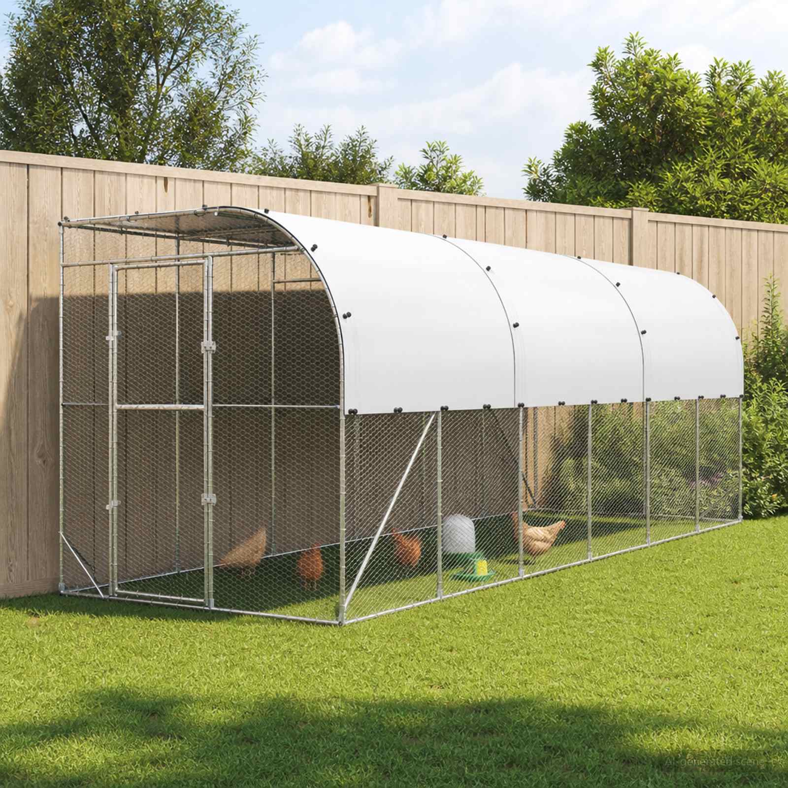 Gabbia per Polli Contro il Muro Argento 600 x 150 x 215 cm