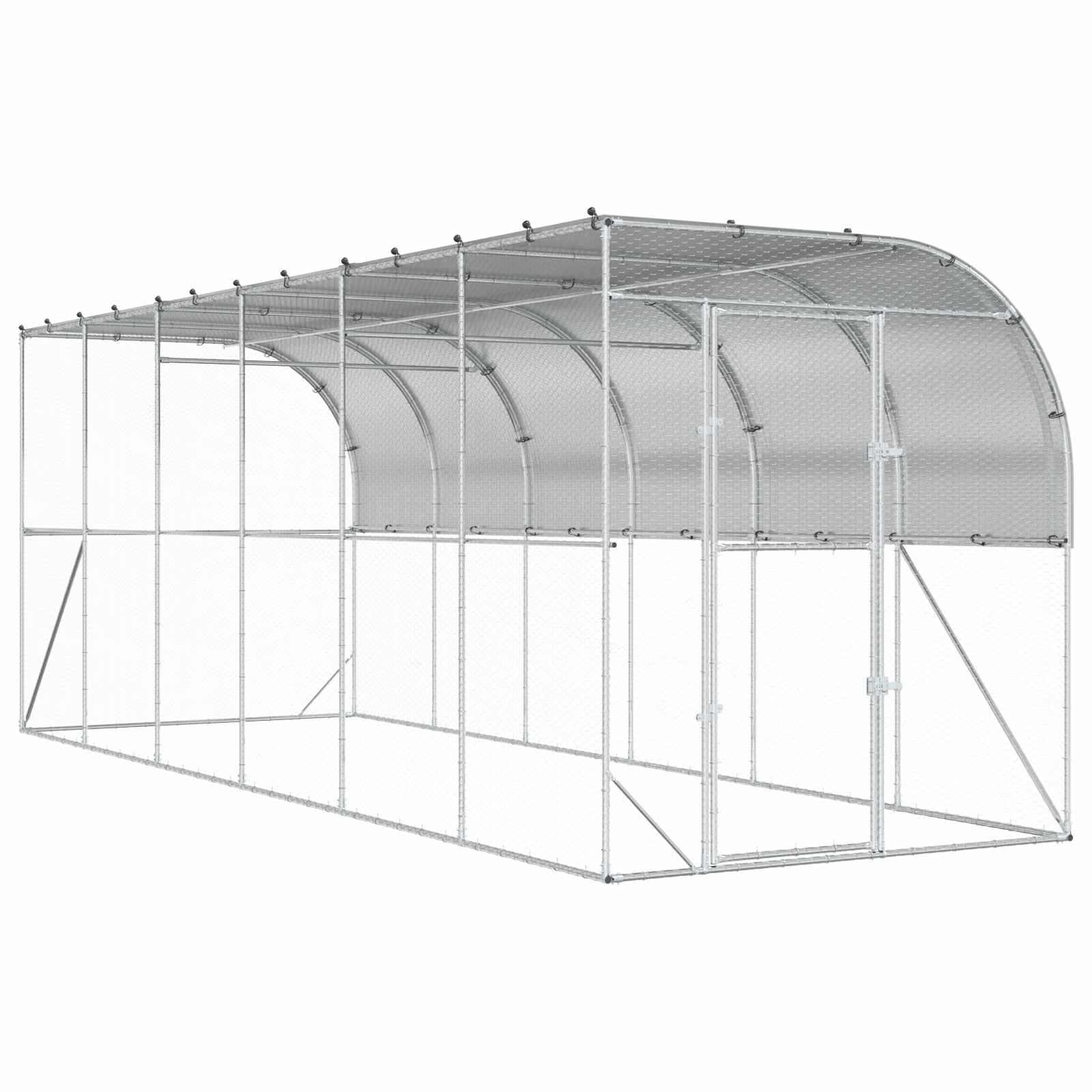 Gabbia per Polli Contro il Muro Argento 600 x 150 x 215 cm