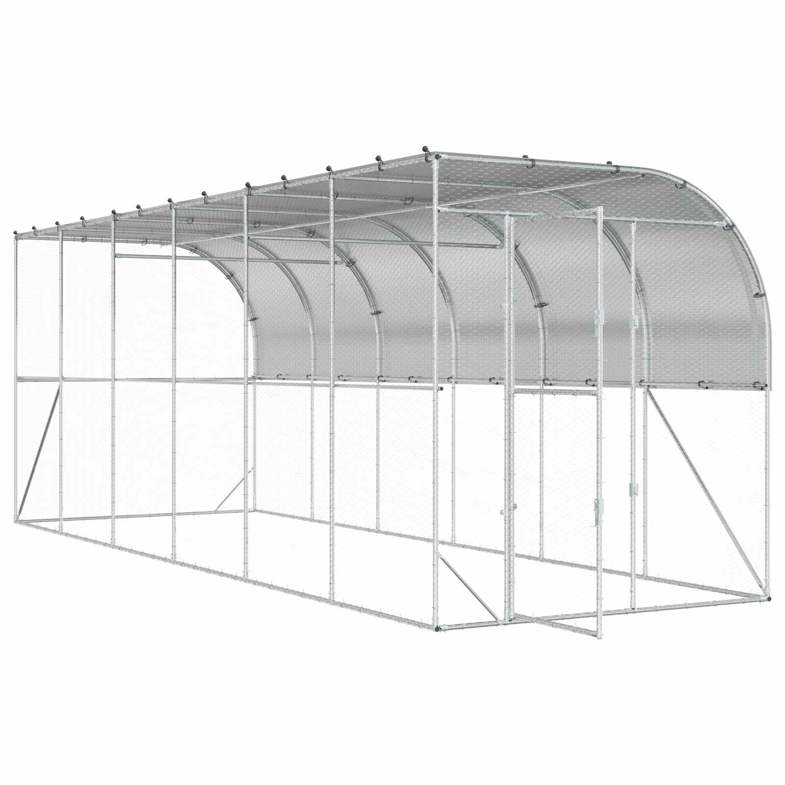 Gabbia per Polli Contro il Muro Argento 600 x 150 x 215 cm