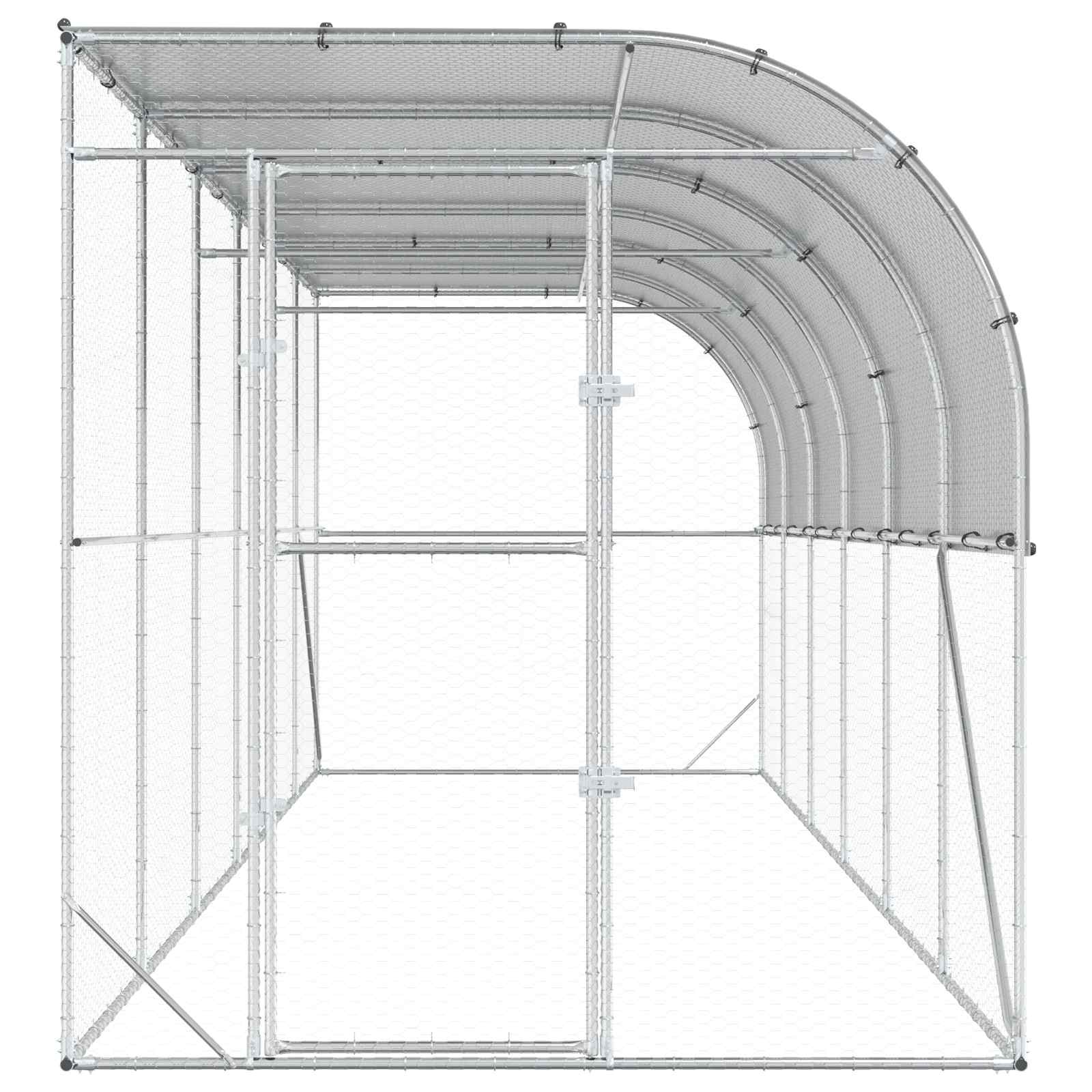 Gabbia per Polli Contro il Muro Argento 600 x 150 x 215 cm