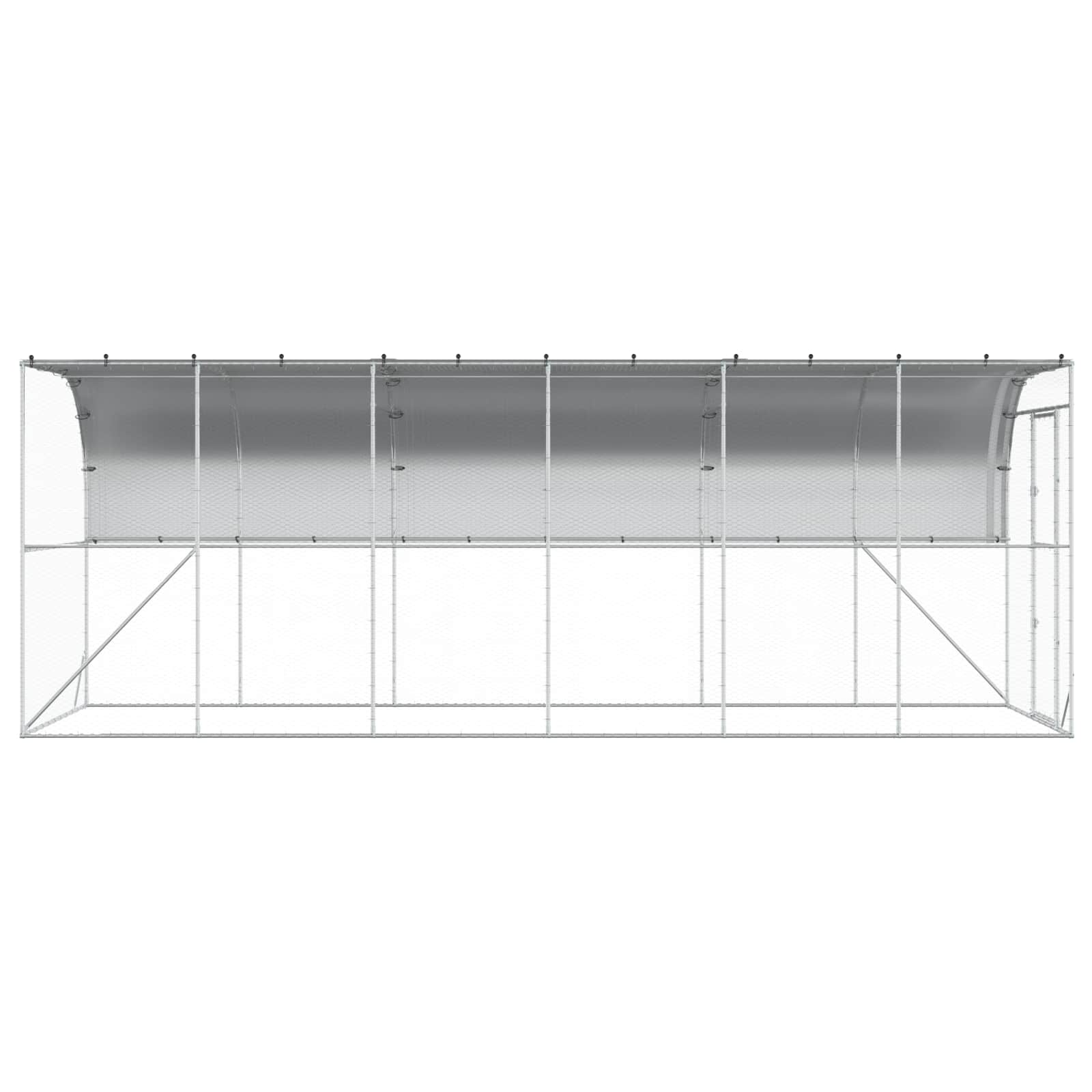 Gabbia per Polli Contro il Muro Argento 600 x 150 x 215 cm