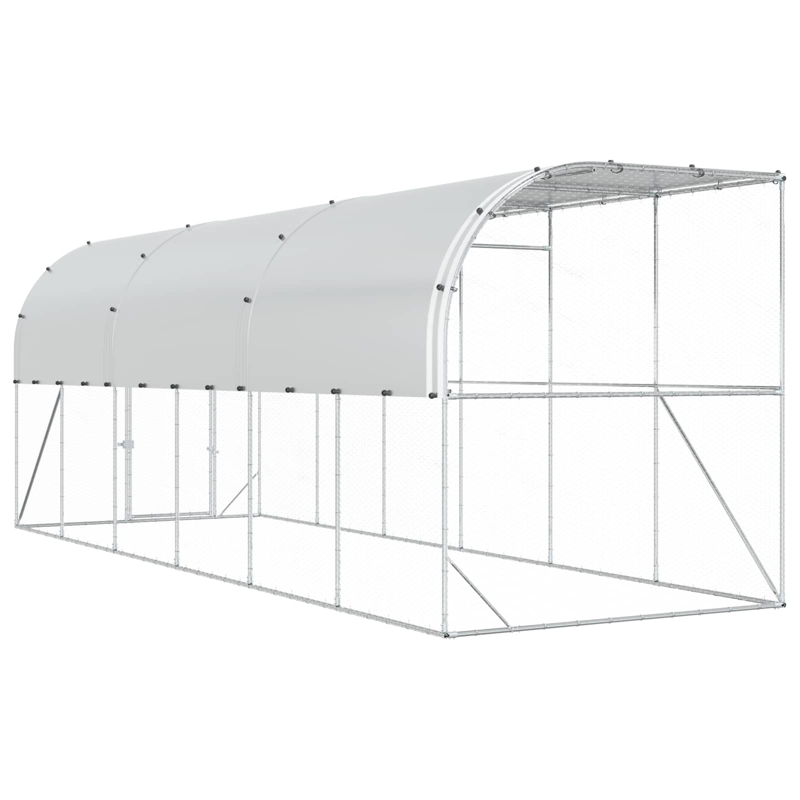 Gabbia per Polli Contro il Muro Argento 600 x 150 x 215 cm