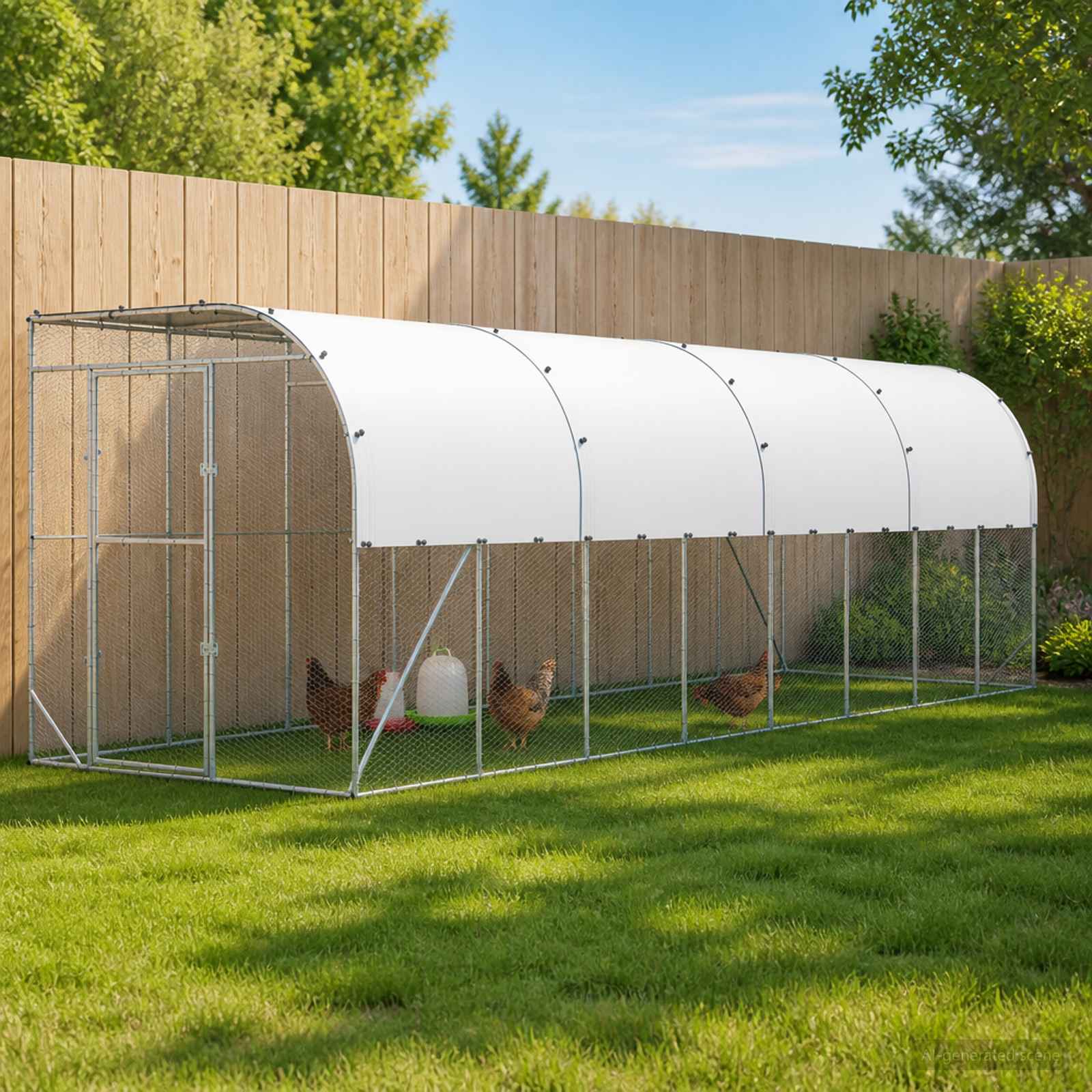 Gabbia per Polli Contro il Muro Argento 600 x 150 x 215 cm