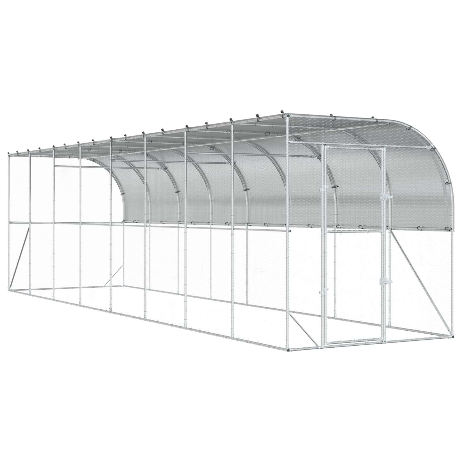 Gabbia per Polli Contro il Muro Argento 600 x 150 x 215 cm