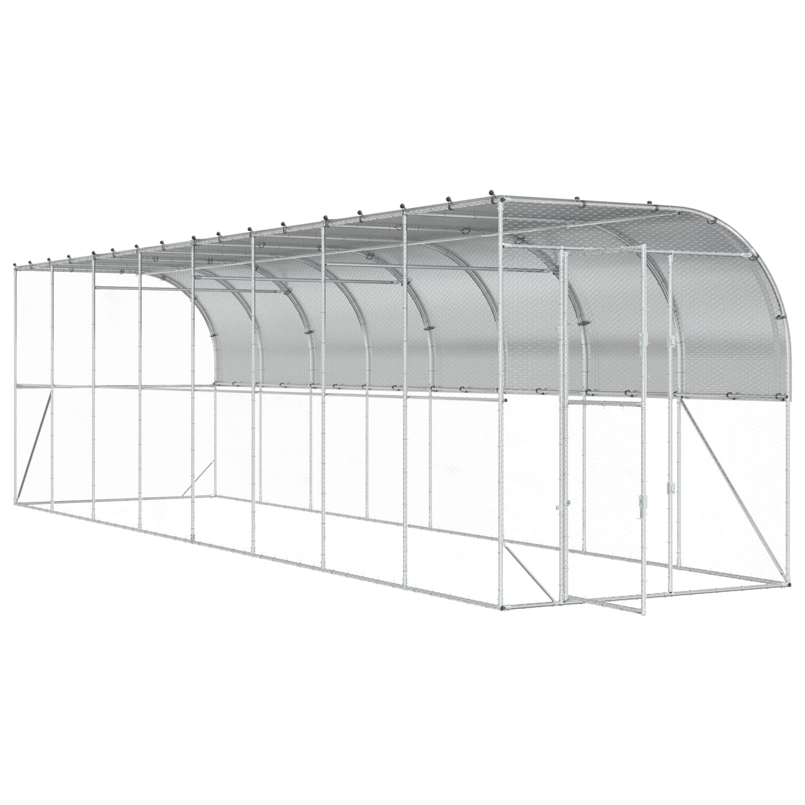 Gabbia per Polli Contro il Muro Argento 600 x 150 x 215 cm