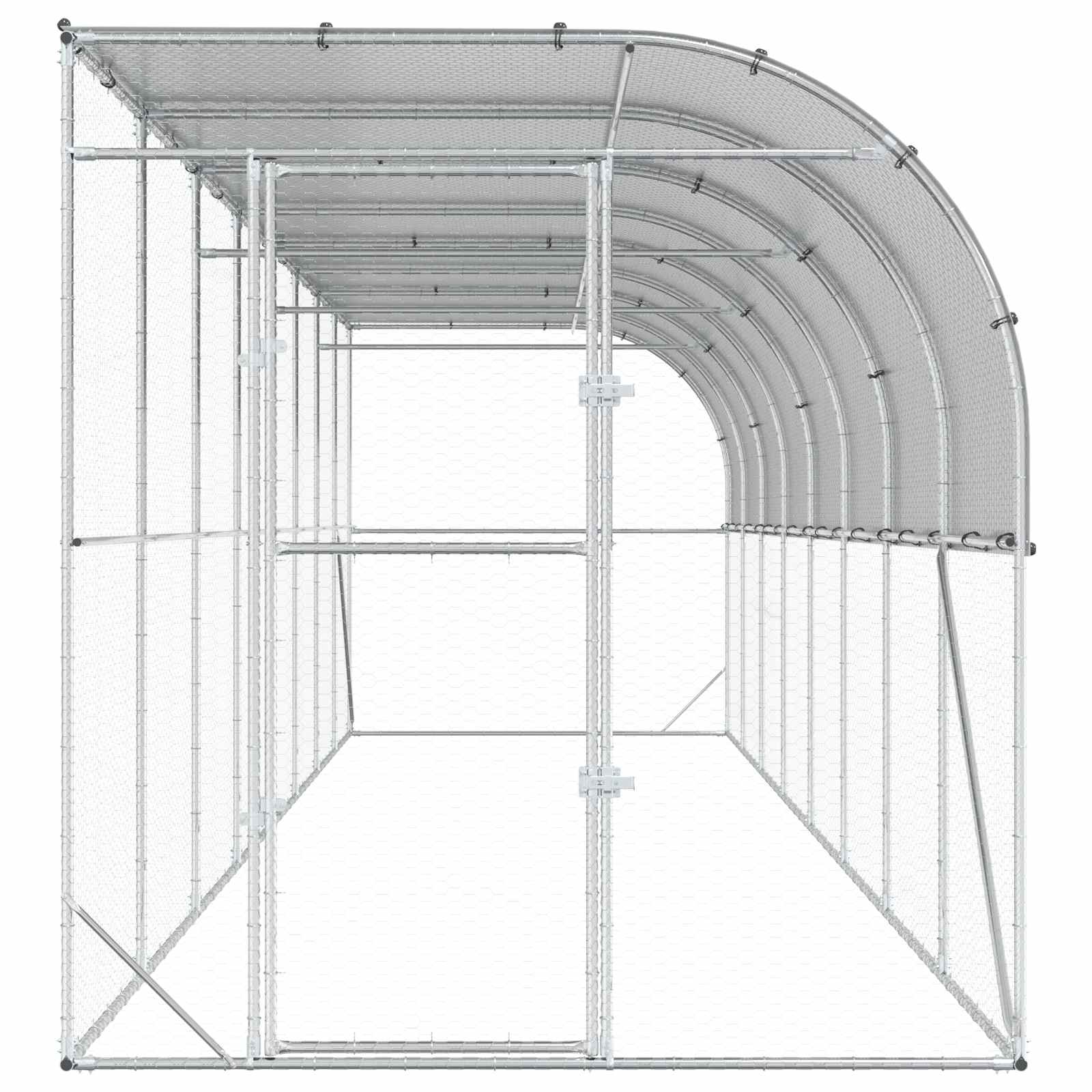 Gabbia per Polli Contro il Muro Argento 600 x 150 x 215 cm