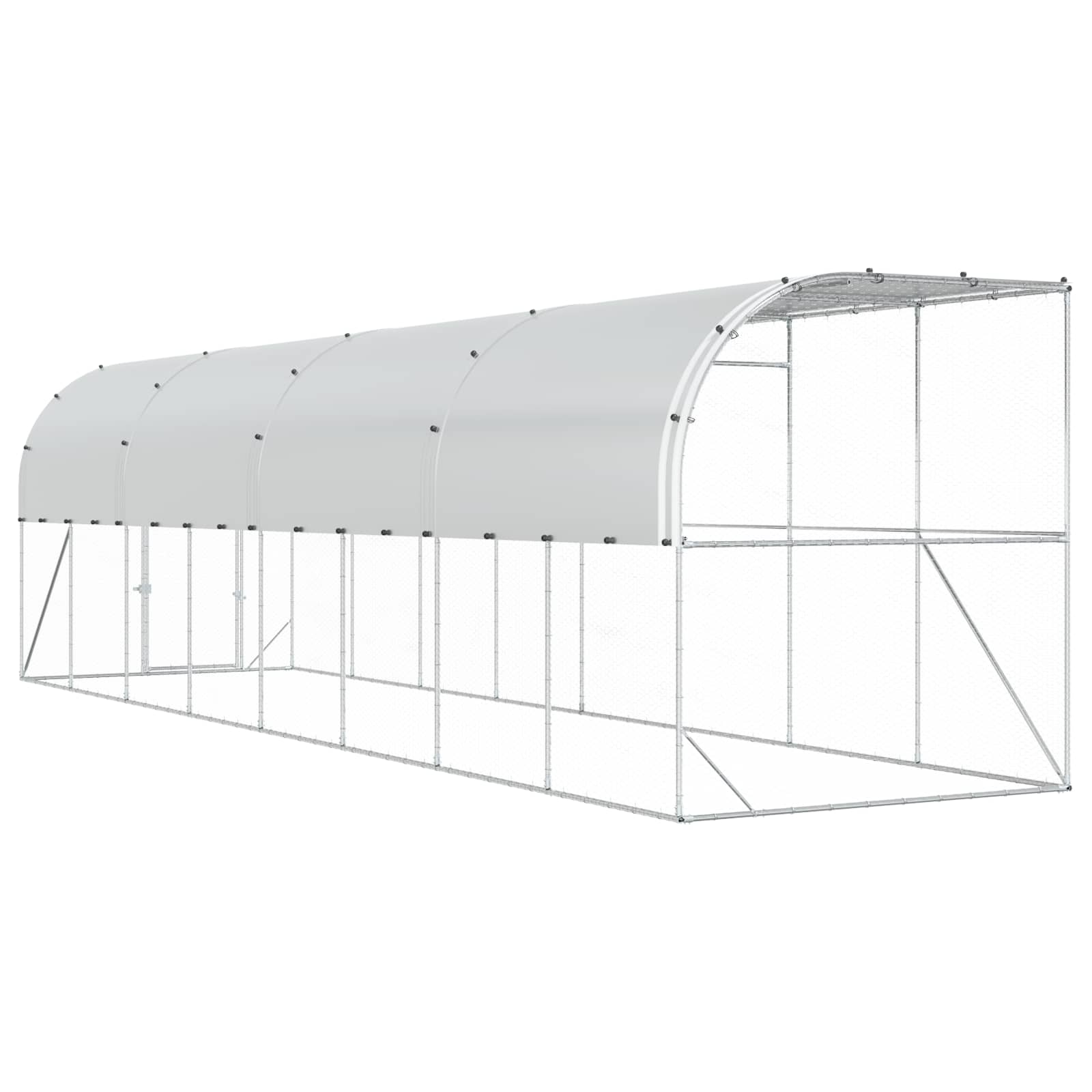 Gabbia per Polli Contro il Muro Argento 600 x 150 x 215 cm