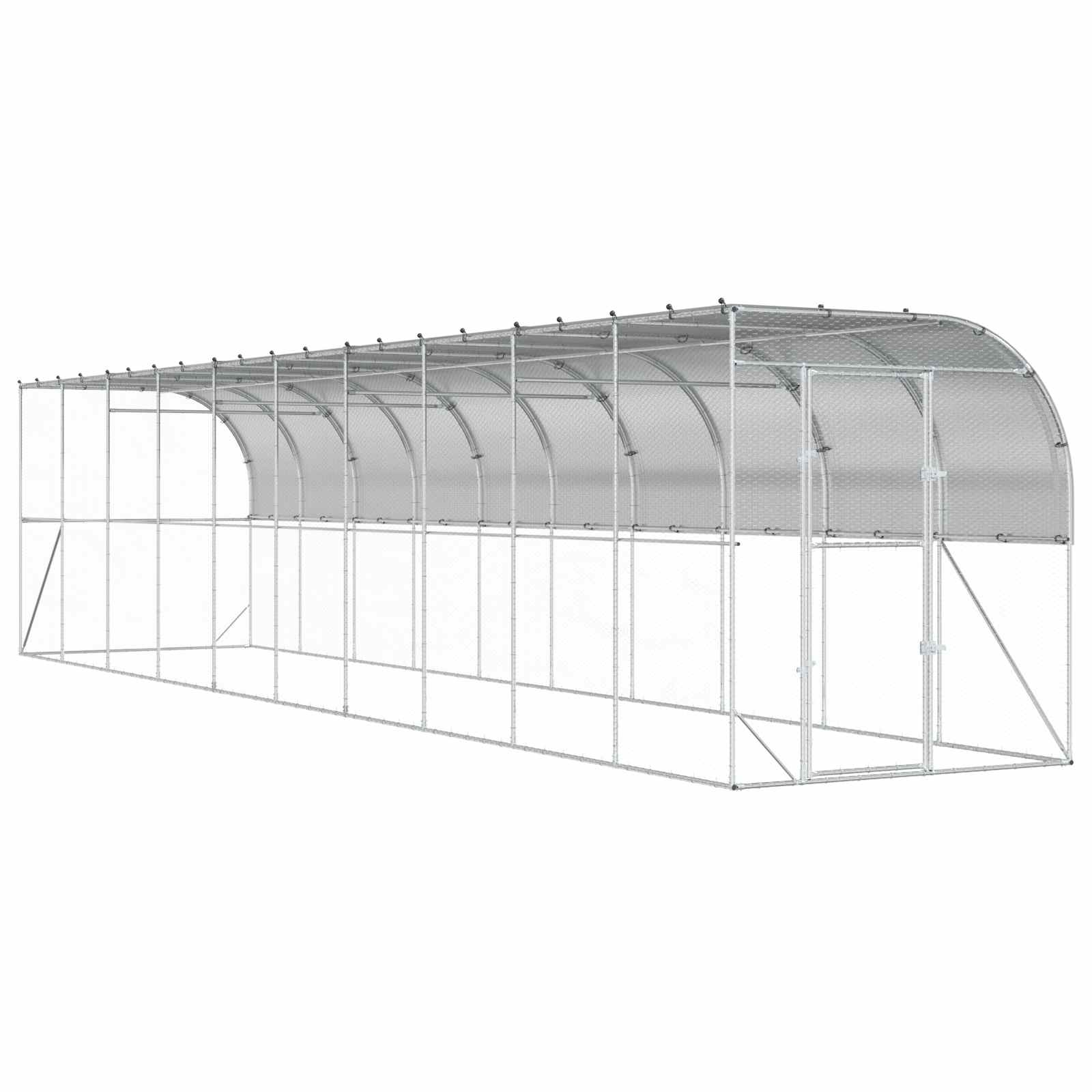 Gabbia per Polli Contro il Muro Argento 600 x 150 x 215 cm