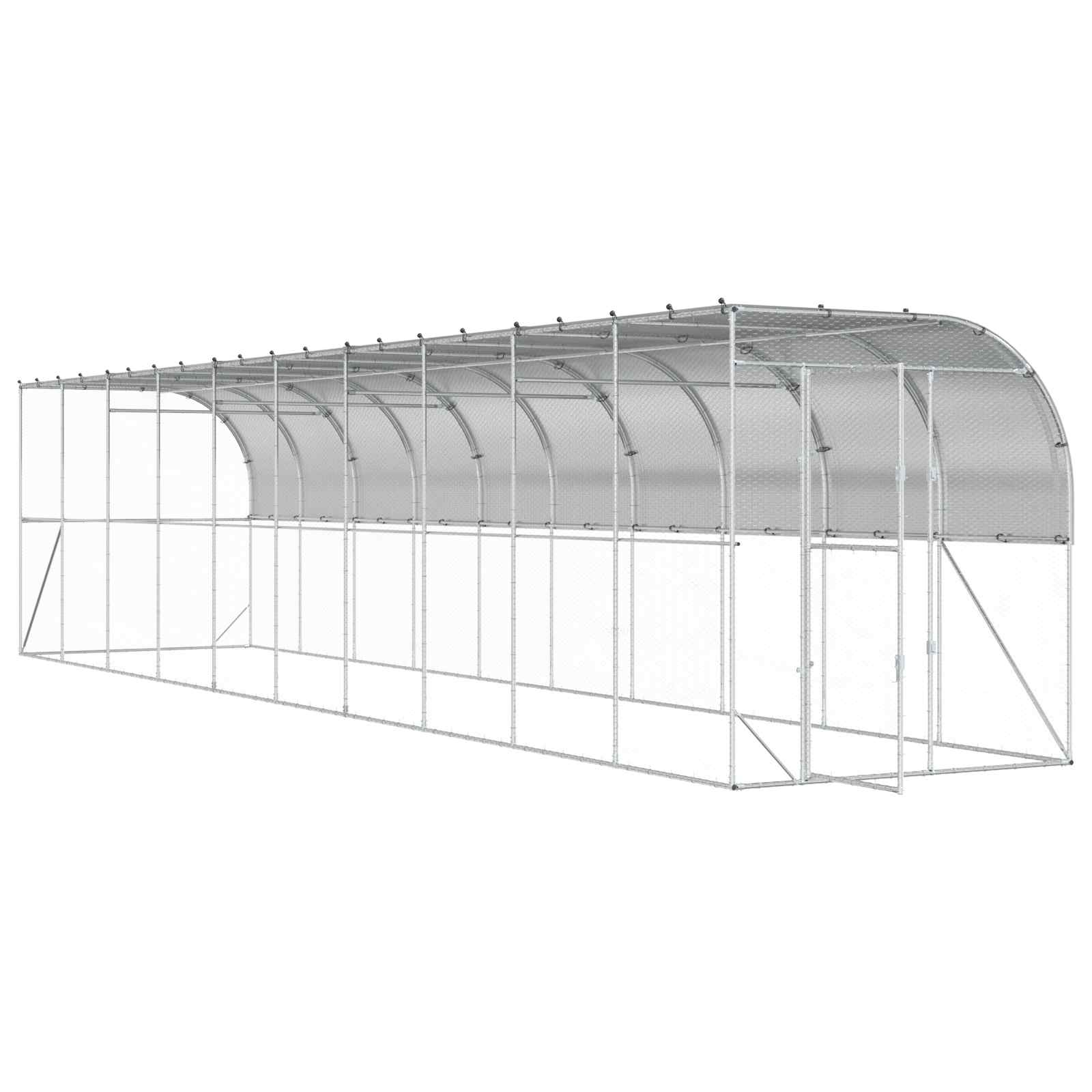 Gabbia per Polli Contro il Muro Argento 600 x 150 x 215 cm
