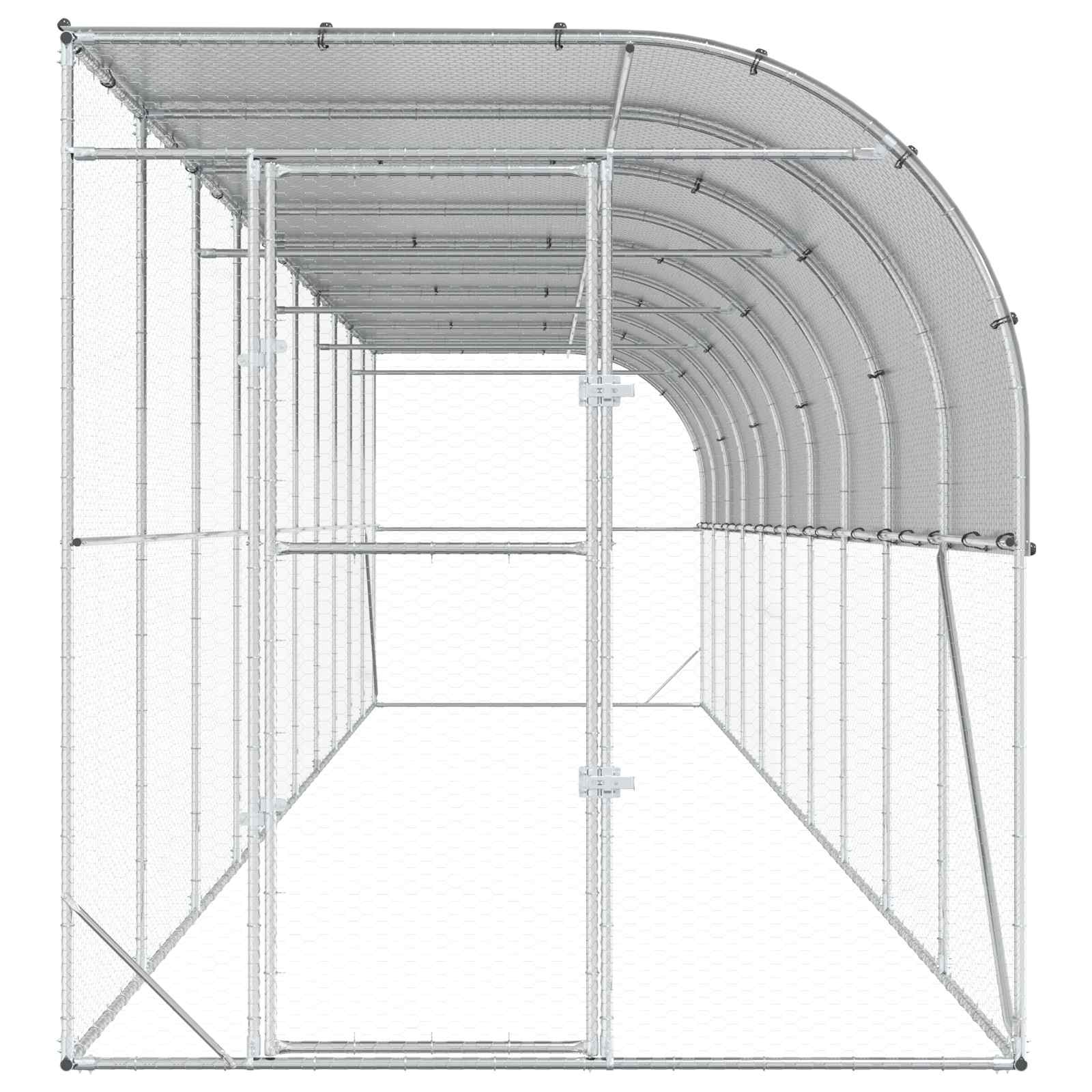 Gabbia per Polli Contro il Muro Argento 600 x 150 x 215 cm